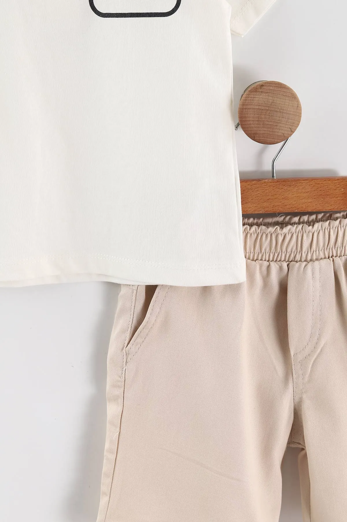 Beyaz (3-4 Yaş) Polo Yaka Cool Boy Baskılı Tişörtlü Gabardin Şortlu Erkek Çocuk Yazlık 2'li Takım 465865