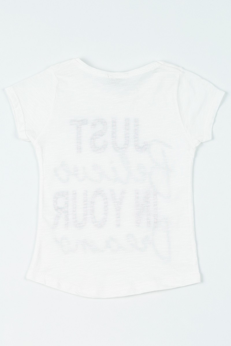 Beyaz (3-7 yaş) Just In Your Baskılı Kız Çocuk Tişört 107736