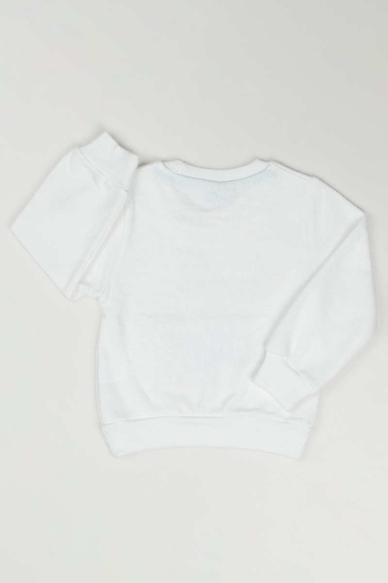Beyaz (3-7 Yaş) Yıldız Baskılı Kız Çocuk Sweatshirt 84766
