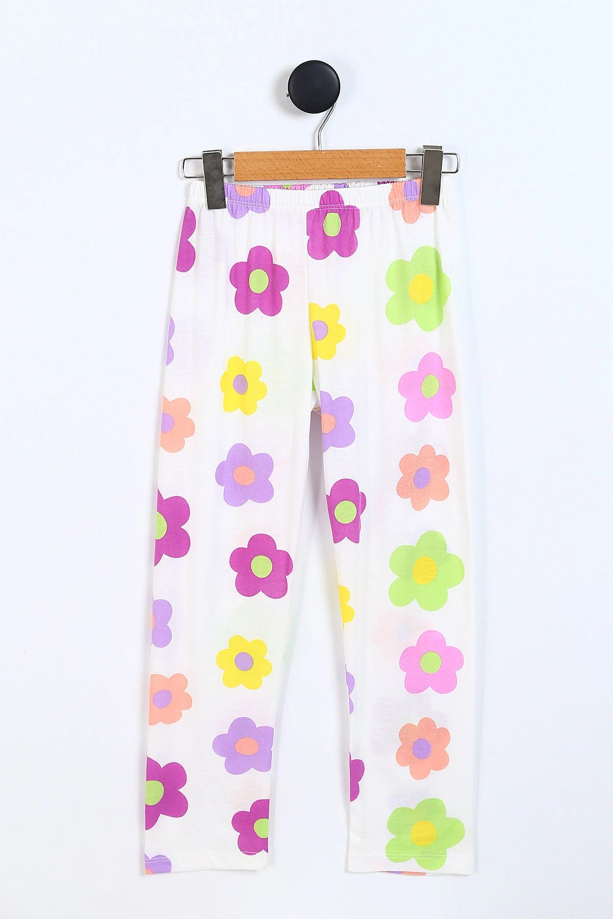Beyaz (3-8 Yaş)Çiçek Baskılı Ön Düğmeli Kız Çocuk Pijama Takım 337883
