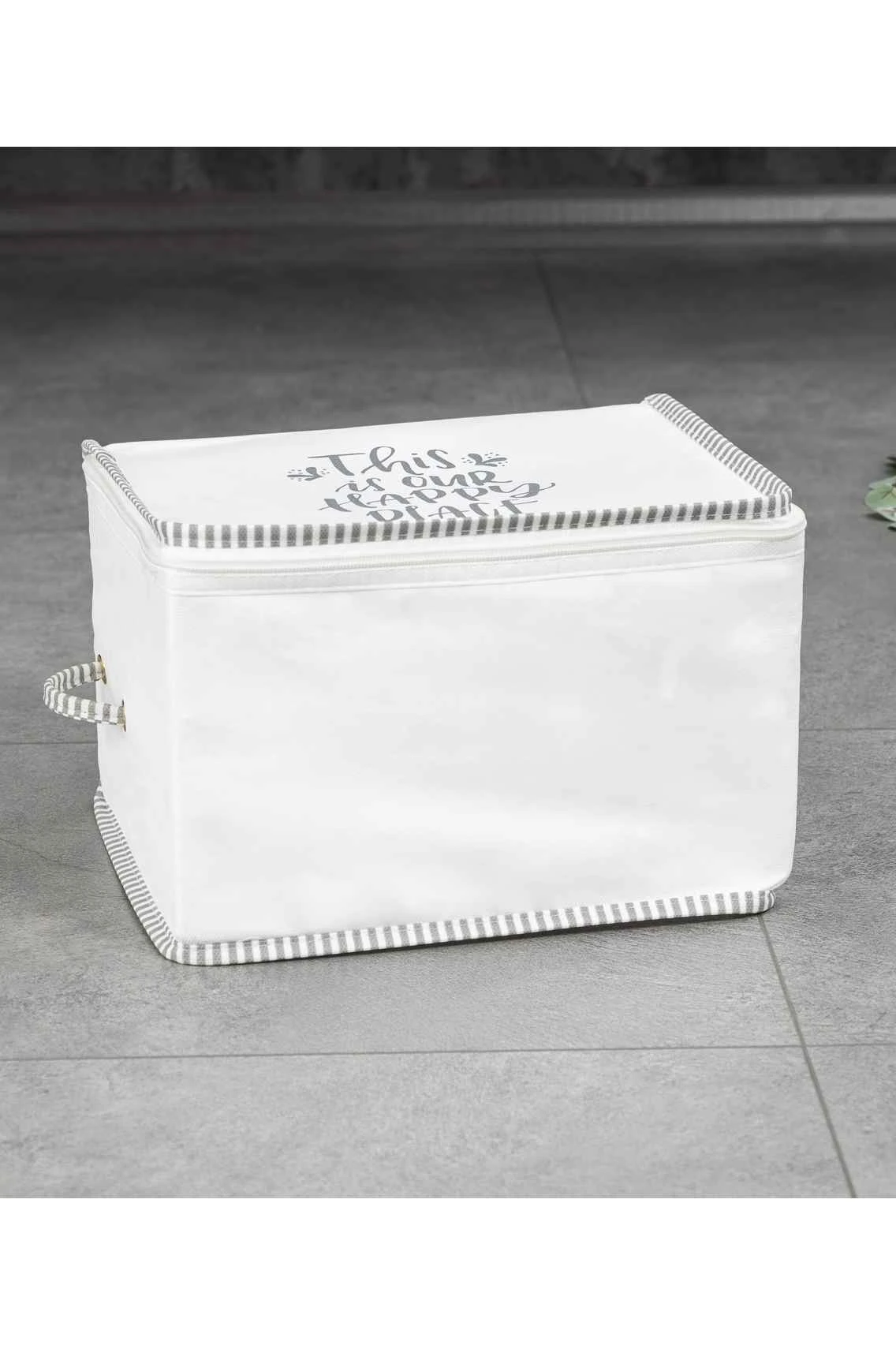 Beyaz 45x40x30 Cm Baskılı İpli Kazak Hurcu 250324