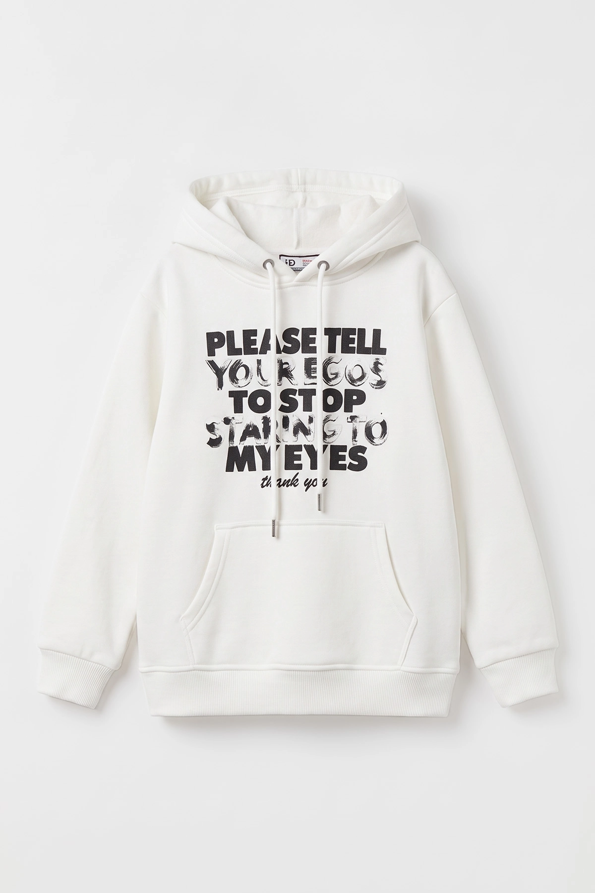 Beyaz (4-12 Yaş) Baskılı Kapüşonlu ve Kanguru Cepli 3 İp Şardonlu Erkek Çocuk Sweatshirt 496865