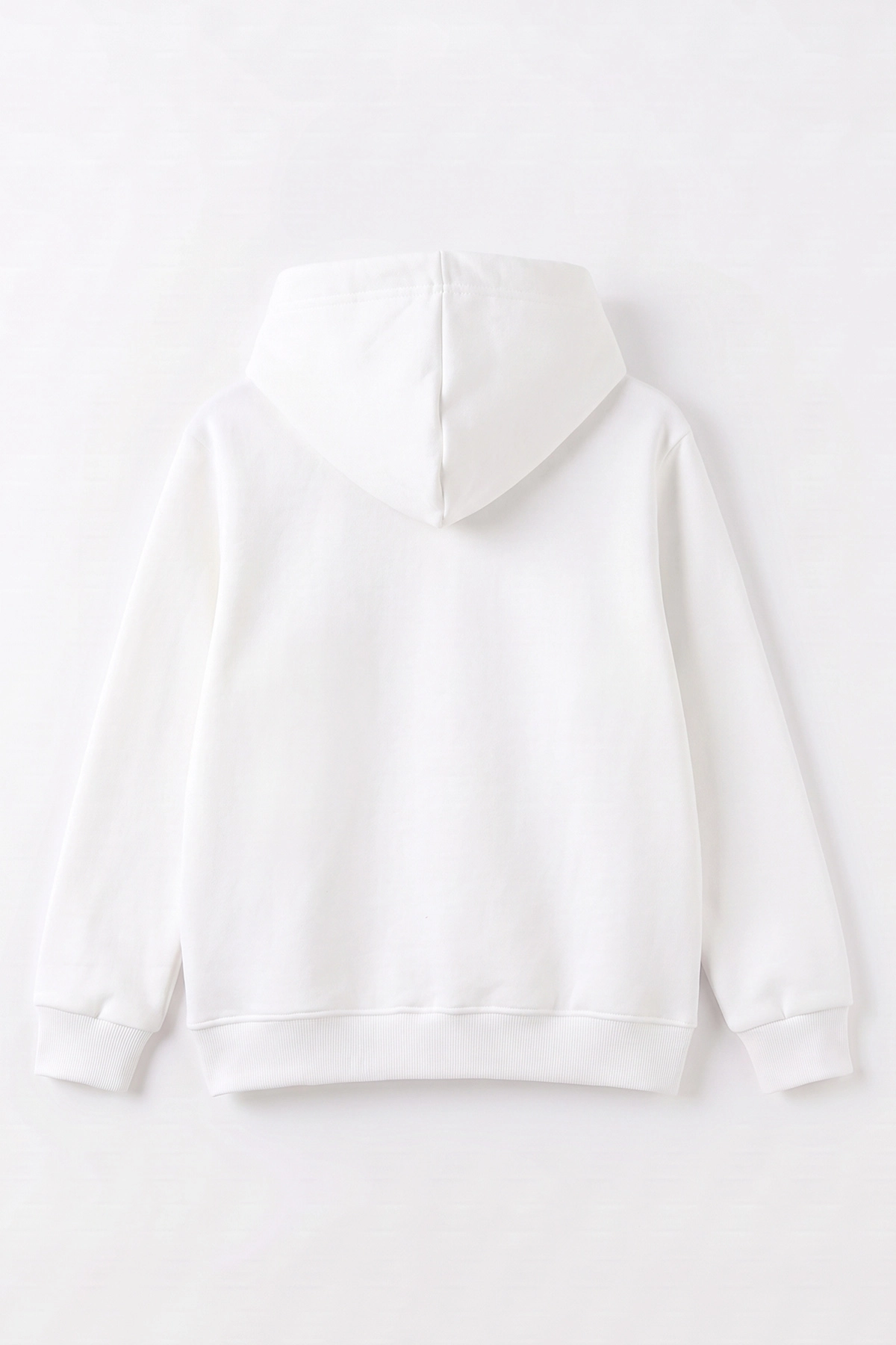 Beyaz (4-12 Yaş) Love Nakışlı Kapüşonlu 3 İp Şardonlu Kız Çocuk Sweatshirt 495034