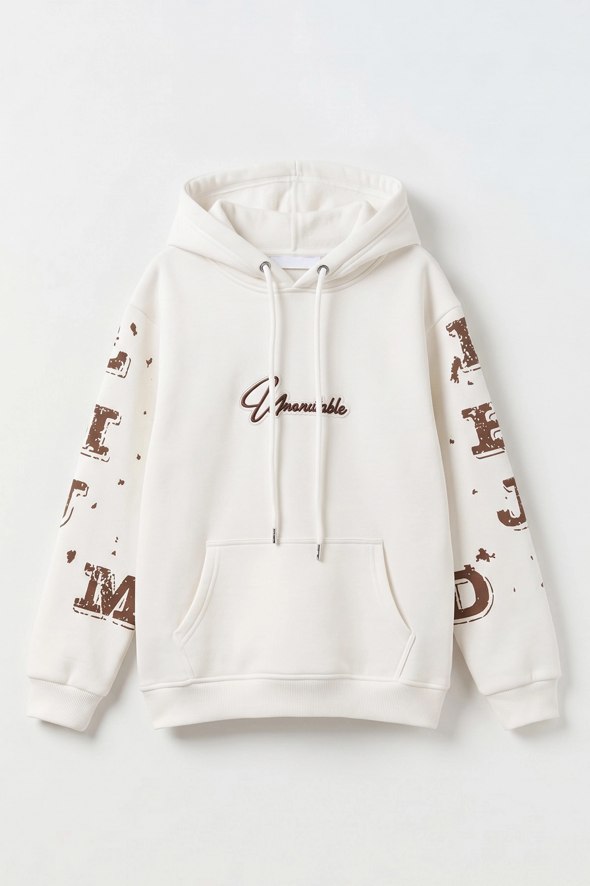 Beyaz (4-12 Yaş) Nakışlı Kapüşonlu ve Kanguru Cepli 3 İp Şardonlu Erkek Çocuk Sweatshirt 496876