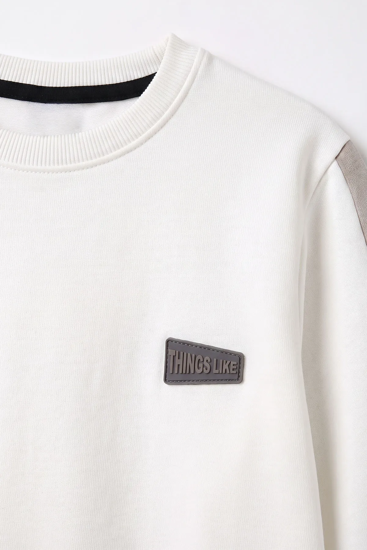 Beyaz (4-12 Yaş)Kol Parçalı  2 İp Erkek Çocuk Sweatshirt 493698