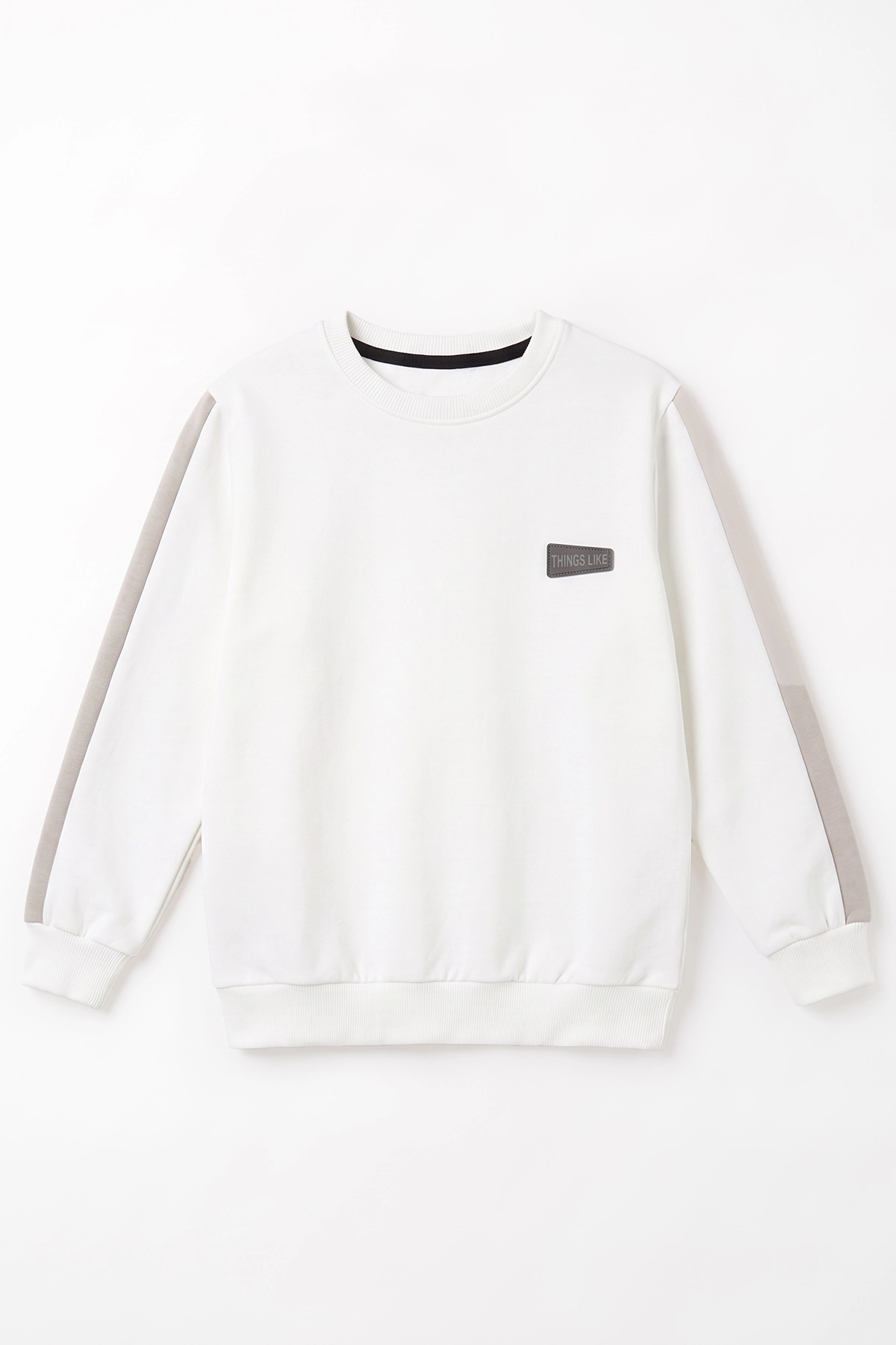 Beyaz (4-12 Yaş)Kol Parçalı  2 İp Erkek Çocuk Sweatshirt 493698