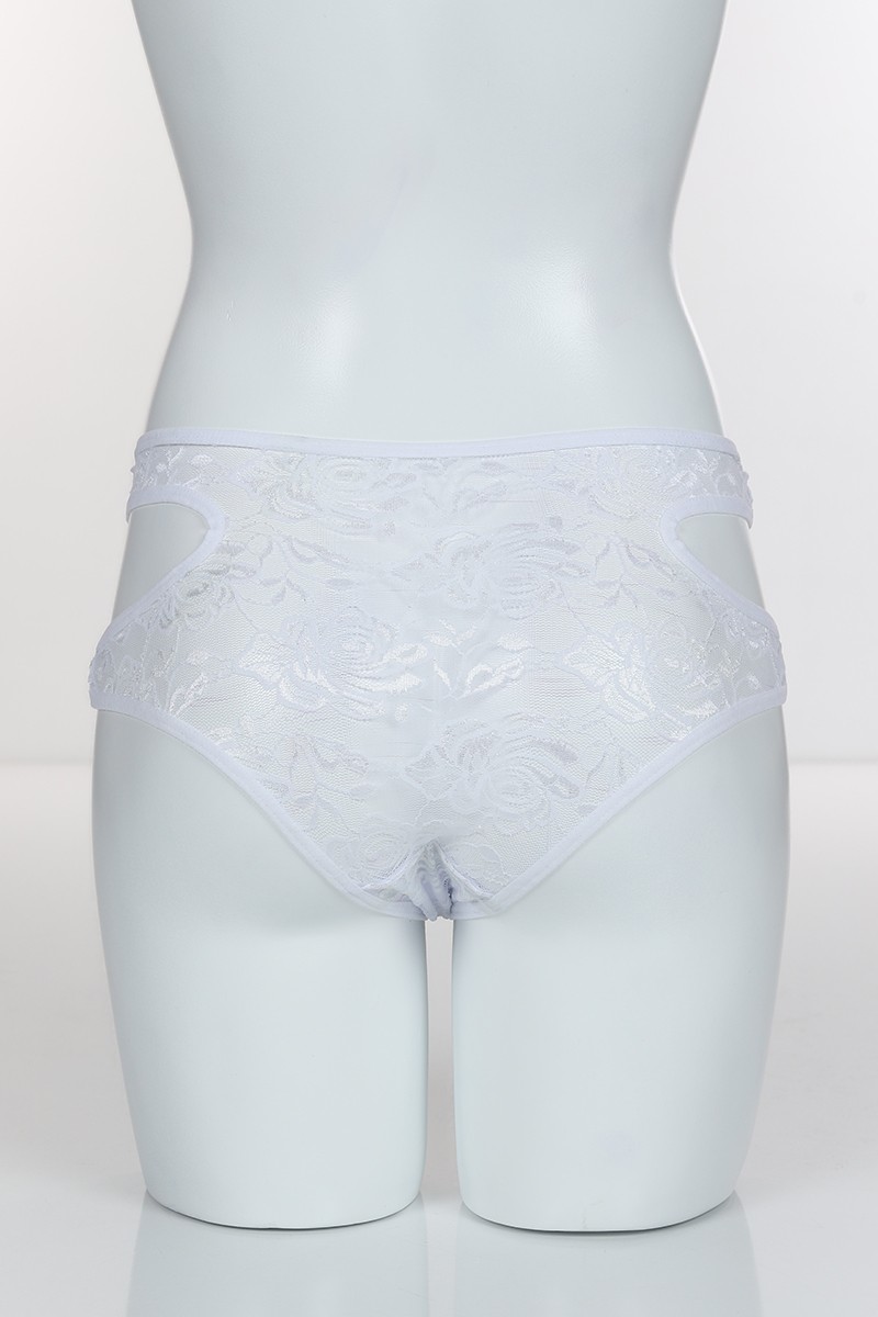 Beyaz 4145 Bikini Komple Lez Dantel Yanları Kavisli Külot 101824