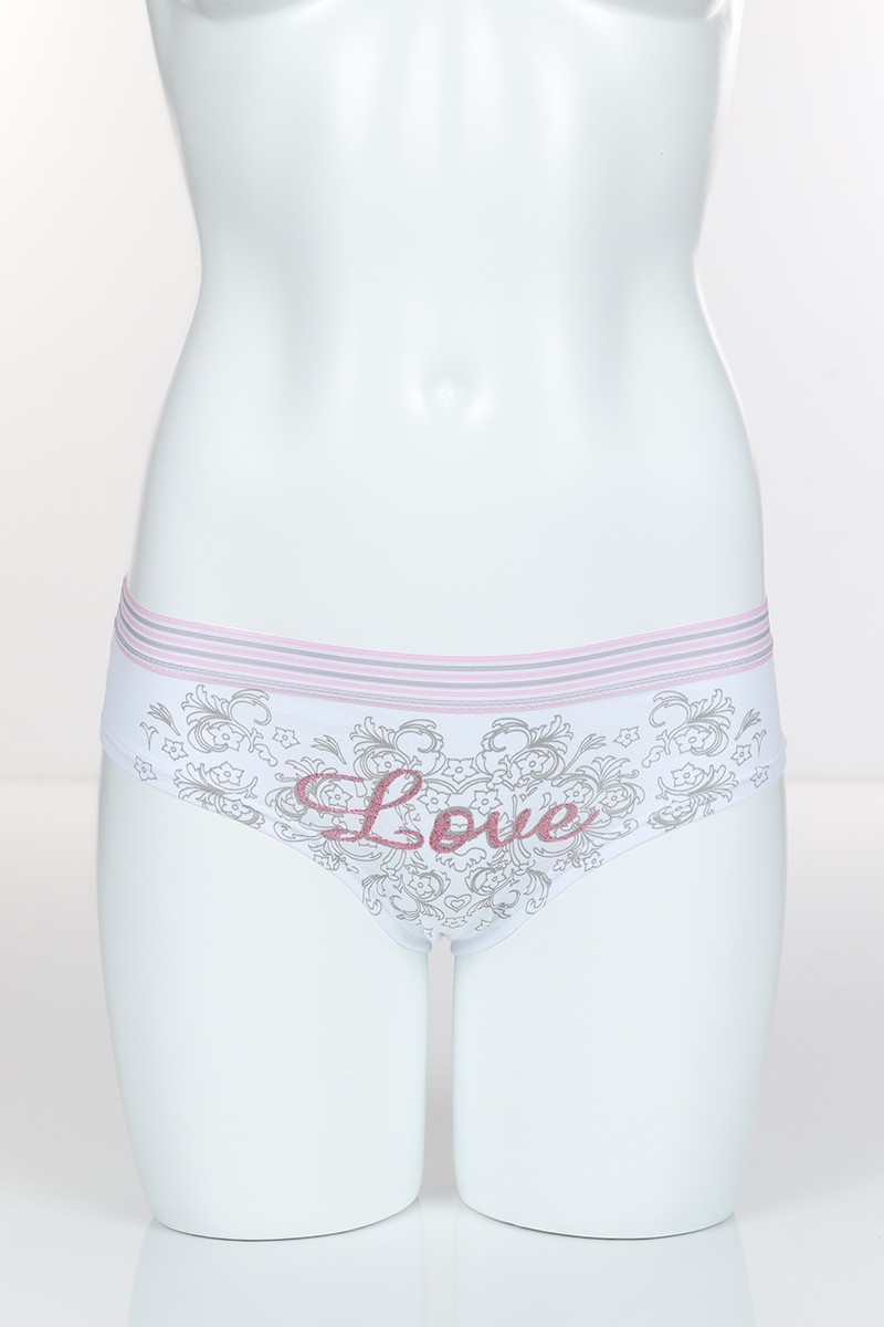 Beyaz 4317 Hip Boxer Pamuk Love Baskılı Külot 102257