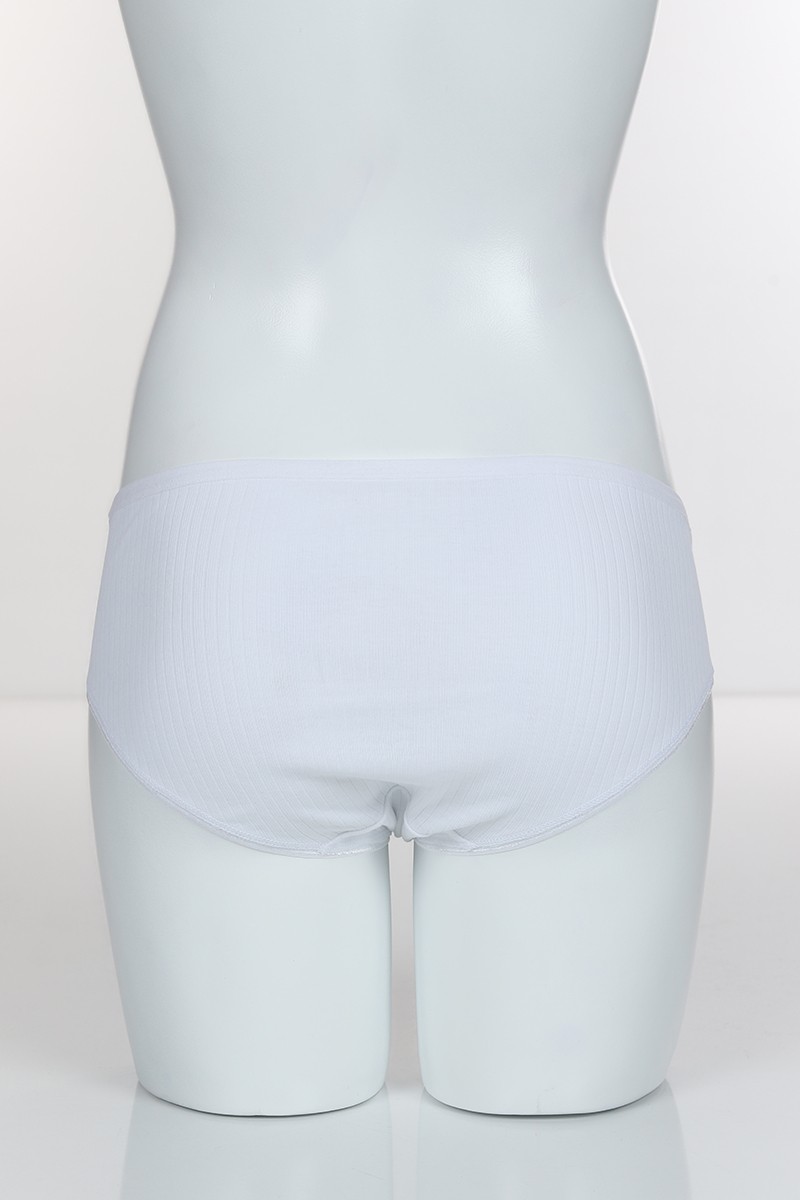 Beyaz 4347 Bikini Ön Bel Şerit Bant Alt ve Arka Ribana Pamuk Külot 102295