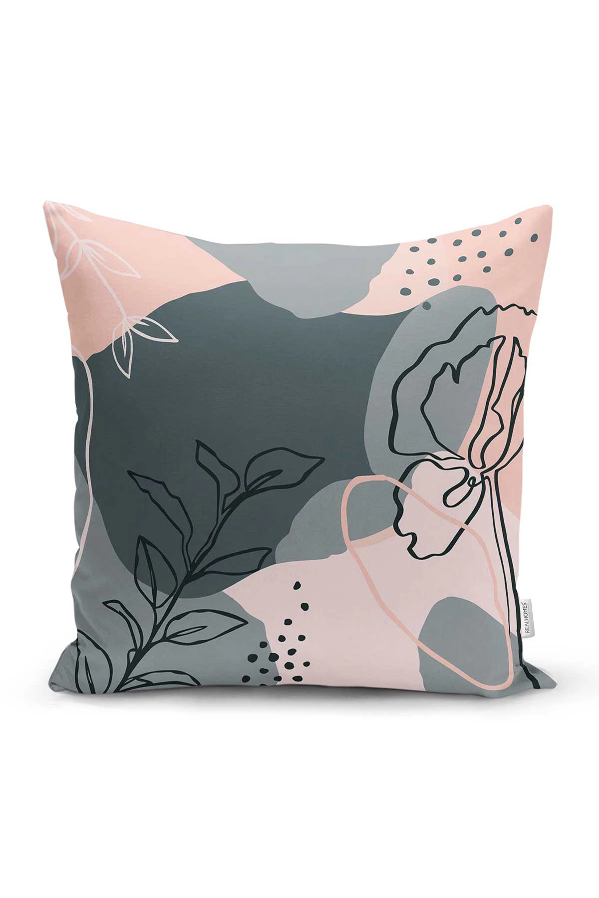 Pudra 43x43 Dijital Baskılı Fermuarlı Modern Kırlent Kılıfı 272088
