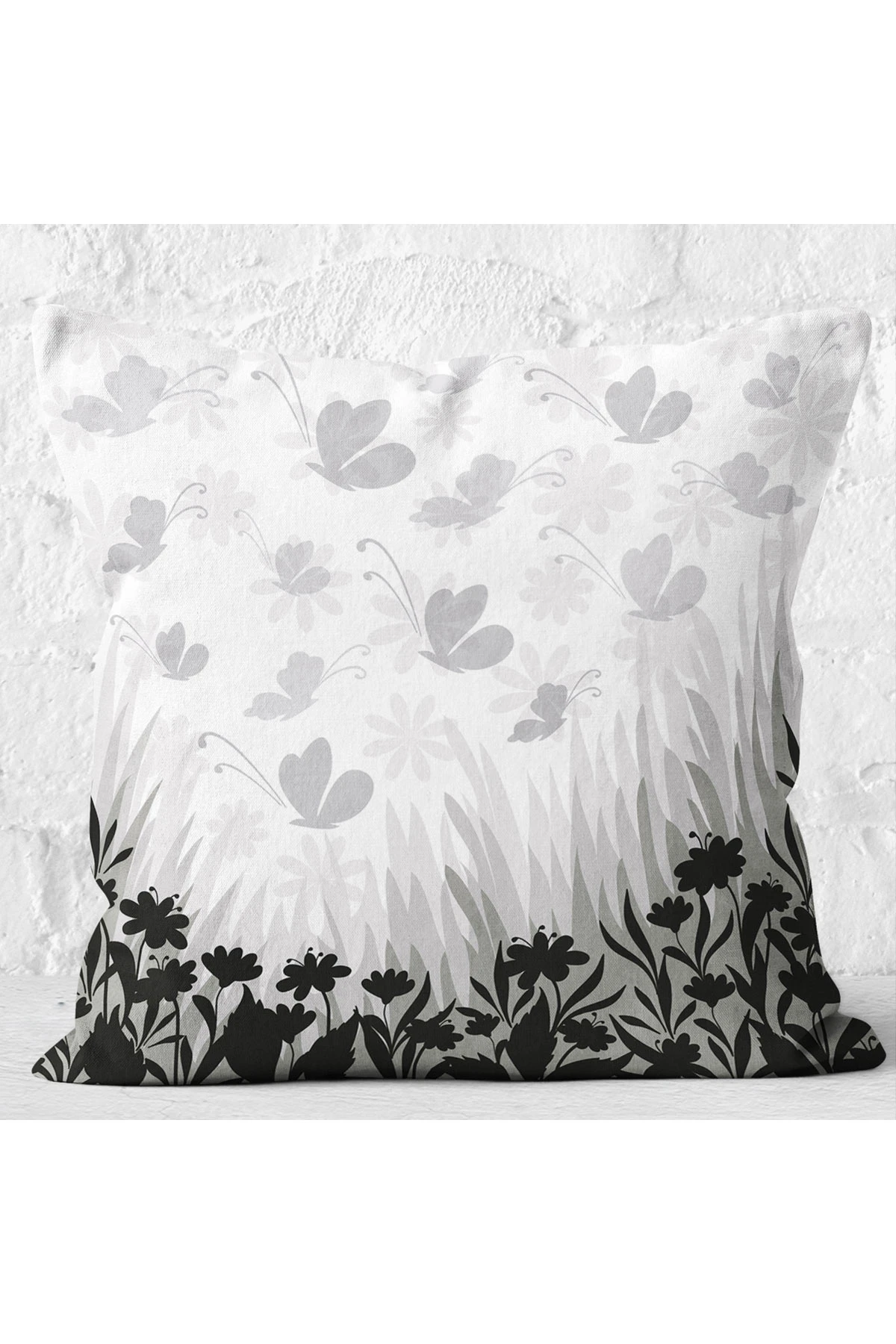 Füme  43x43 Dijital Baskılı Fermuarlı Modern Kırlent Kılıfı 272760