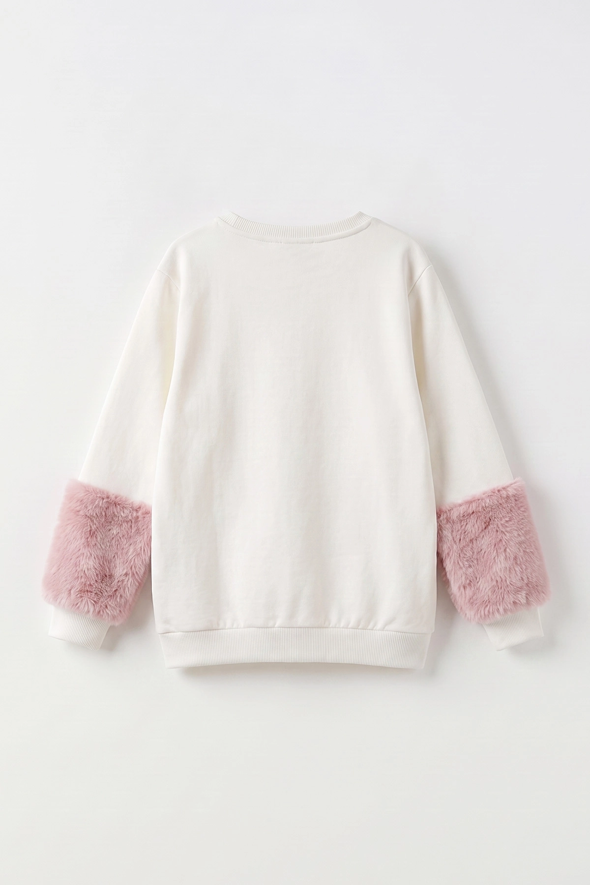 Beyaz (5-13 Yaş) Kiraz Nakışlı Taşlı  İçi Şardonlu Kız Çocuk Sweatshirt 483263