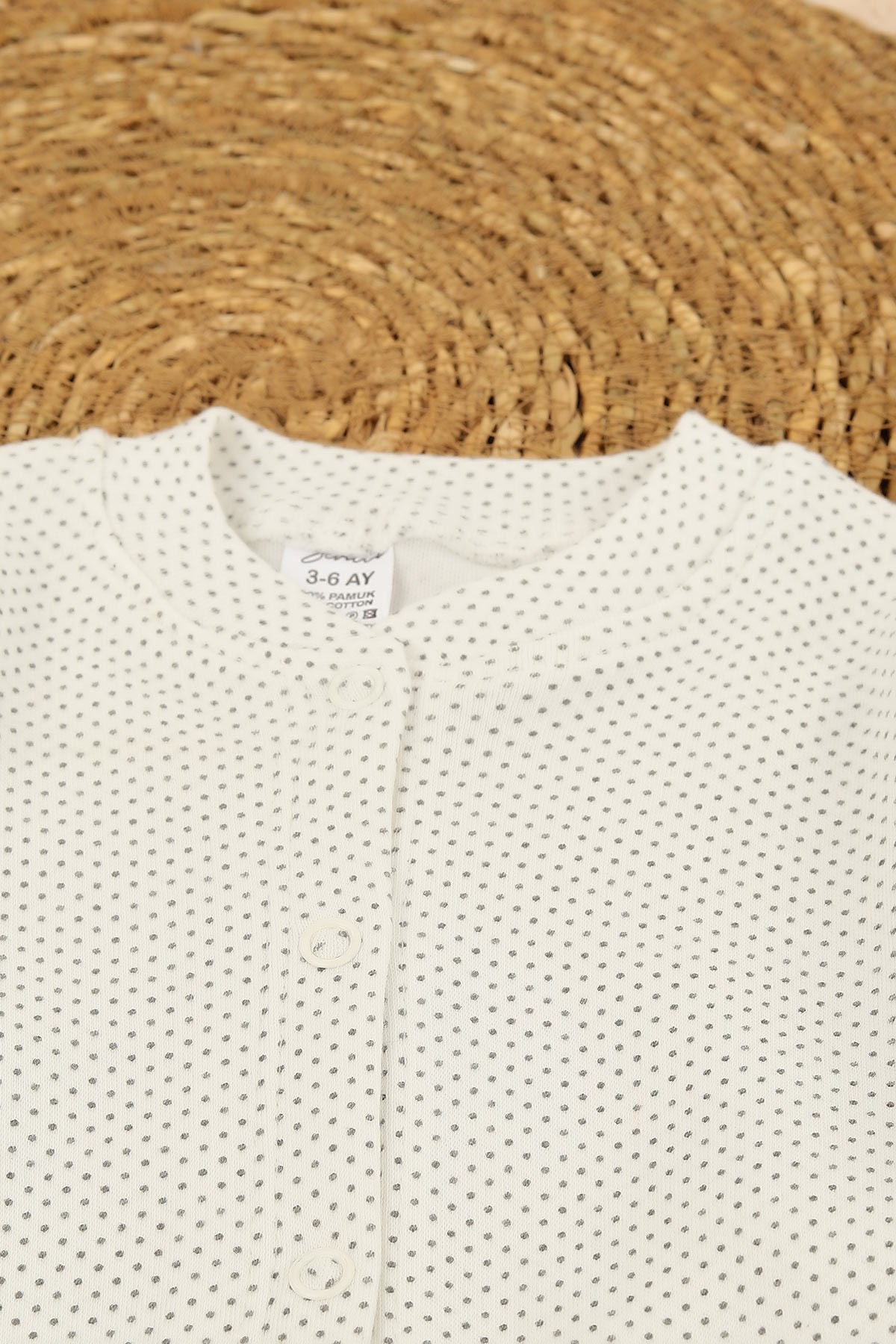 Beyaz (6-12 Ay) Puanlı Önden Çıtçıtlı Bebe Takım 148426