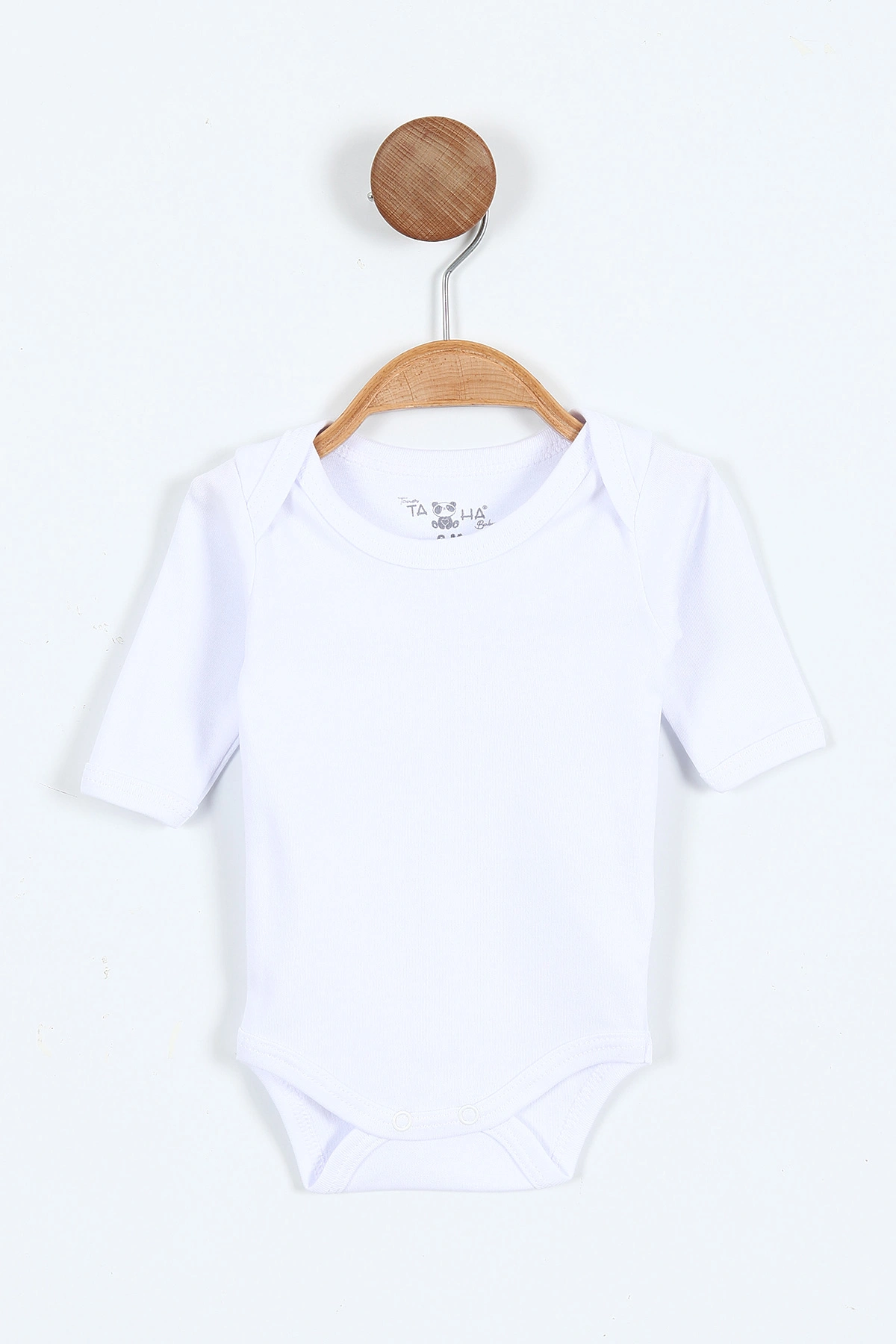 Beyaz (6-12 Ay ) Uzun Kol Düz Bebek Çıtçıtlı Badi 403646