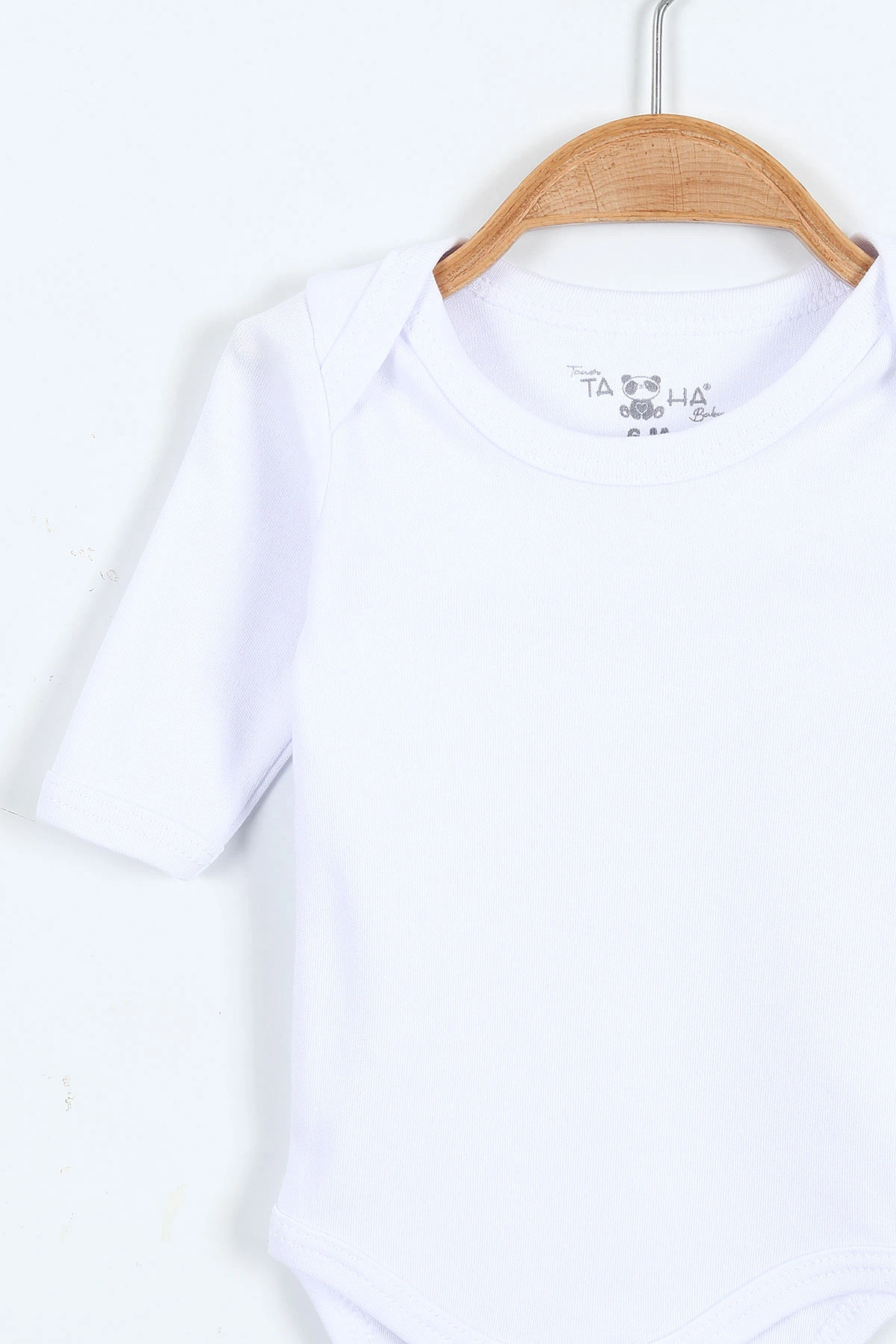 Beyaz (6-12 Ay ) Uzun Kol Düz Bebek Çıtçıtlı Badi 403646