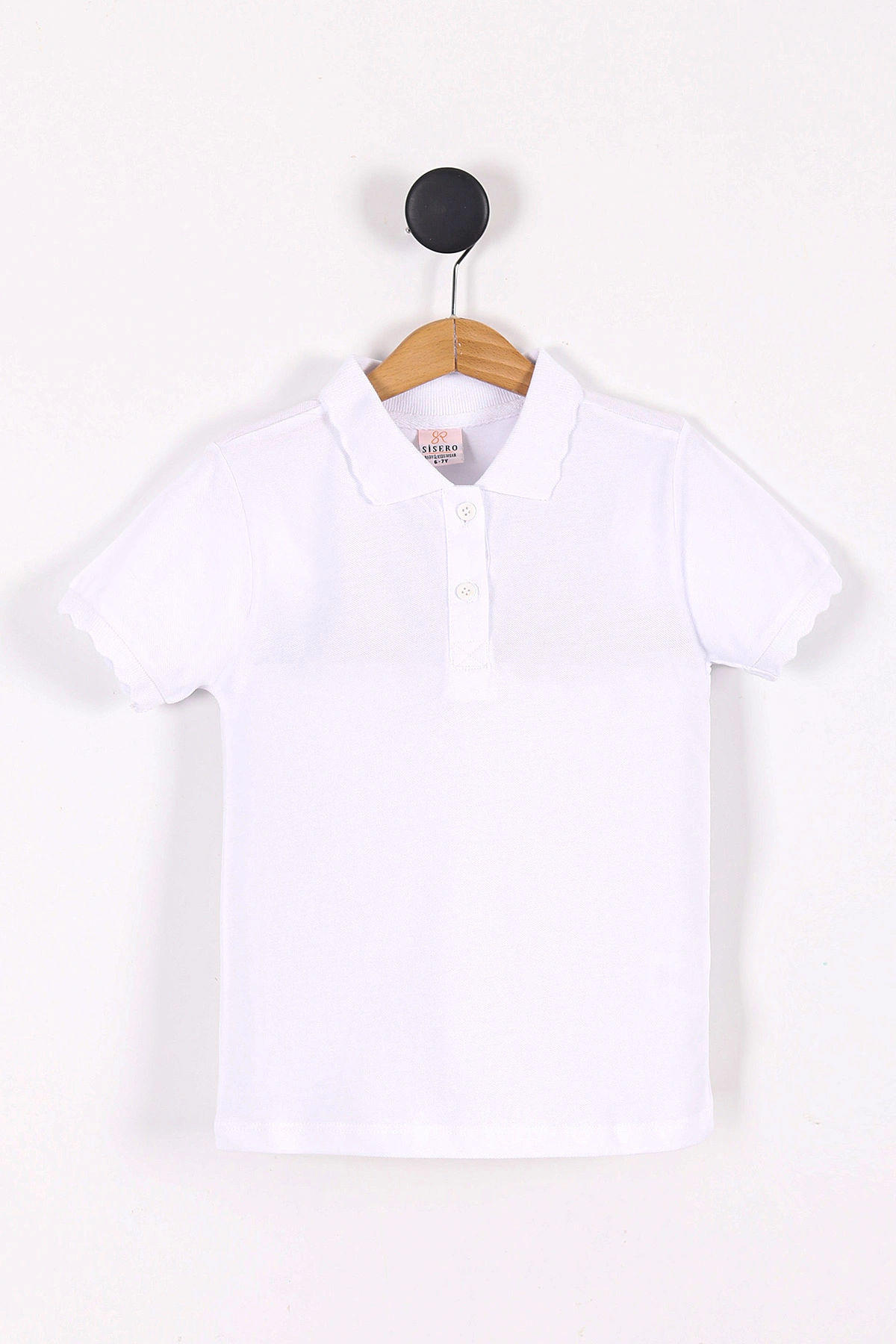 Beyaz (6-16 Yaş) Polo Yaka Kız Çocuk Okul Tişörtü 290368