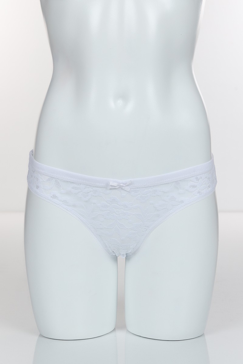 Beyaz 6384 Bikini Ön Dantel Arka Pamuk Külot 102316