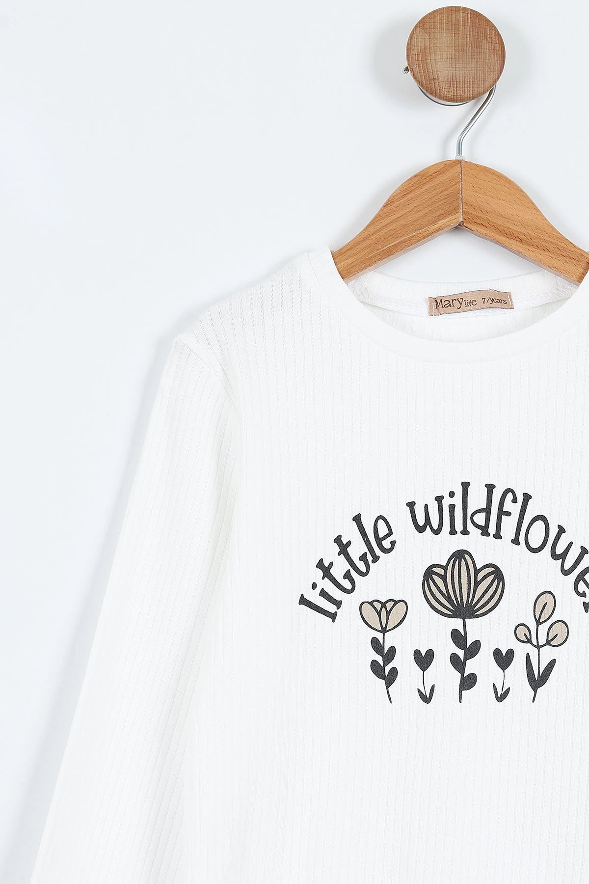 Beyaz (7-10 Yaş) Little Wildflower Baskılı  Kazayağı Desen Kız Çocuk Şort Etekli Takım 333339