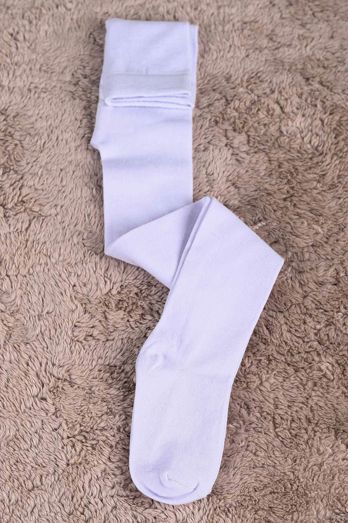 Beyaz (7-8 Yaş) Düz Penye Kız Çocuk Külotlu Çorap 233674