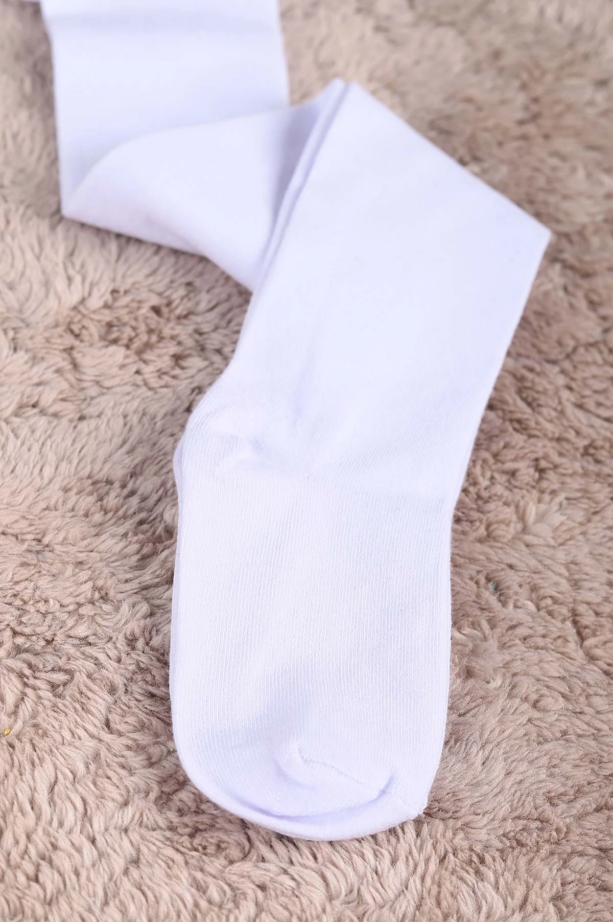 Beyaz (7-8 Yaş) Düz Penye Kız Çocuk Külotlu Çorap 233674