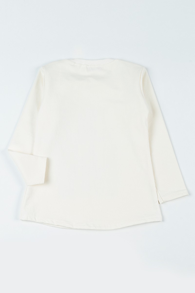 Beyaz (8-14 Yaş)Taşlı İçi Şardonlu Kız Çocuk Sweatshirt 92793
