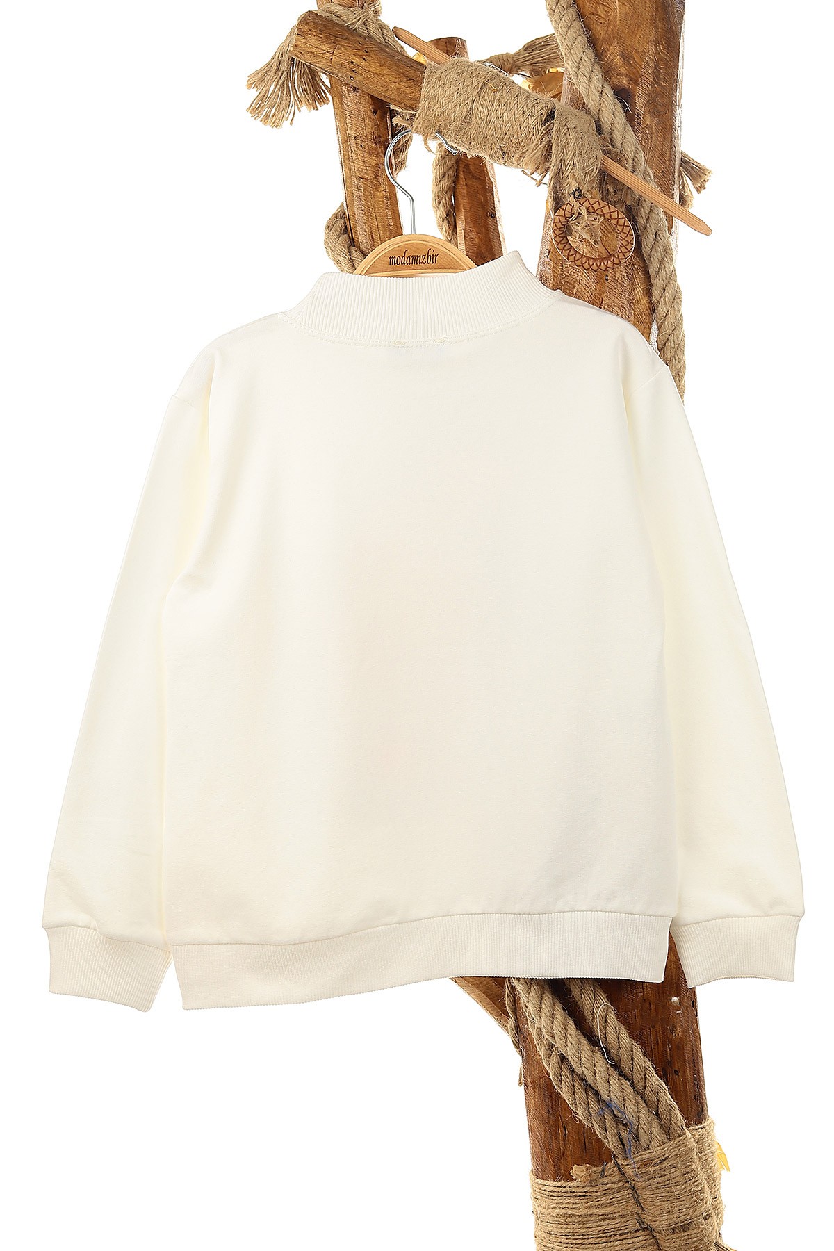 Beyaz (9-12 Yaş) Küpeli Kız Baskılı  İki İp Şardonlu Kız Çocuk Sweat 149078