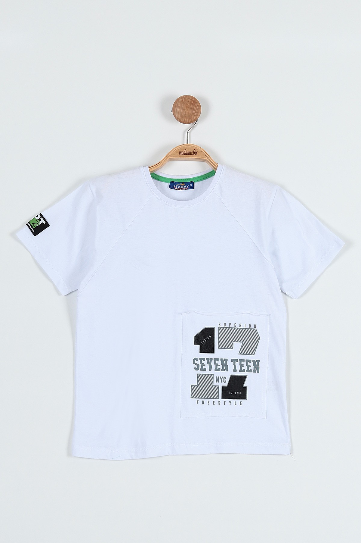 Beyaz (9-12 Yaş) Seven Teen Baskılı parçalı Erkek Çocuk Tişört 185263