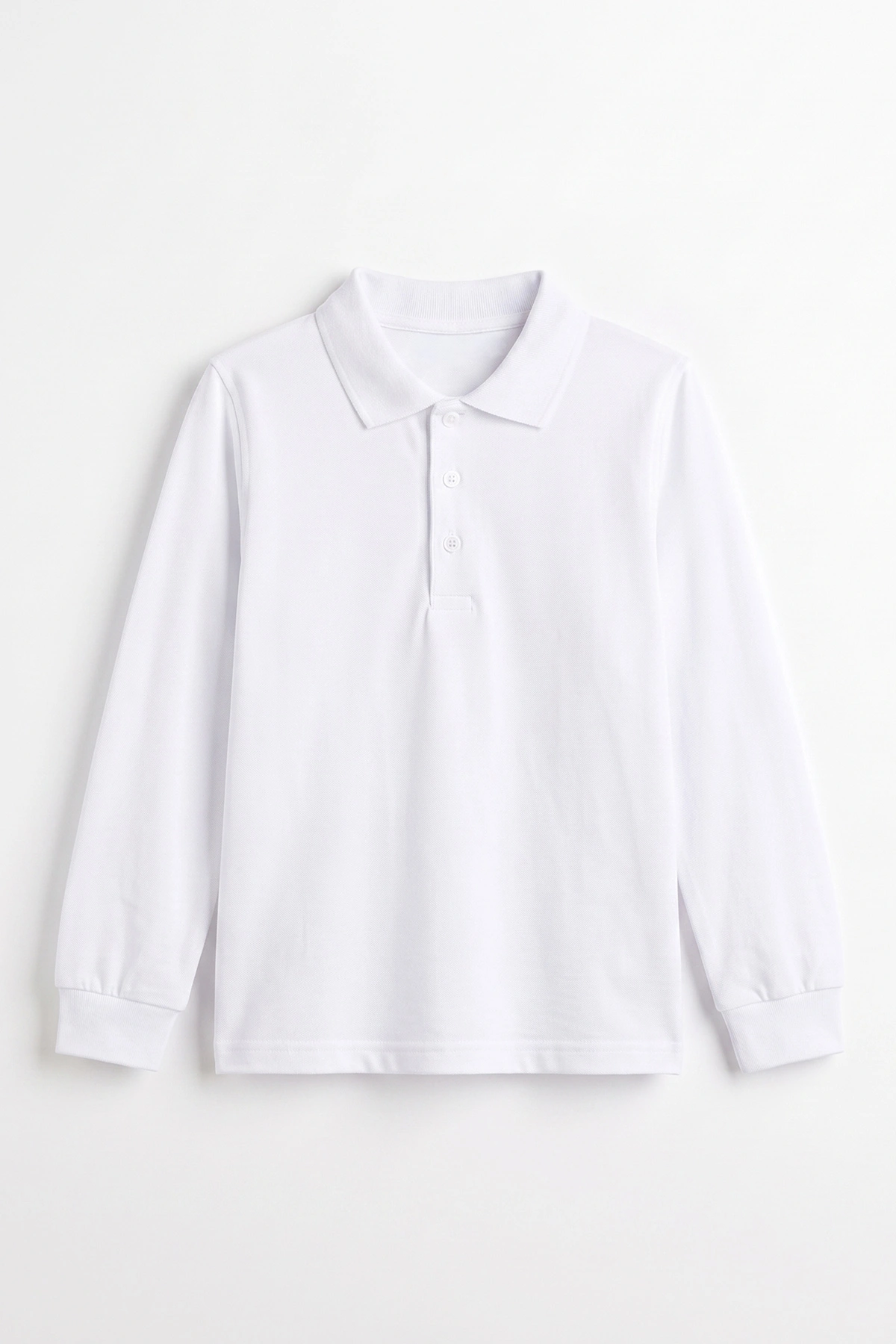 Beyaz (5-13 Yaş) Uzun Kol Polo Yaka Unisex Çocuk Okul Sweatshirt 480900