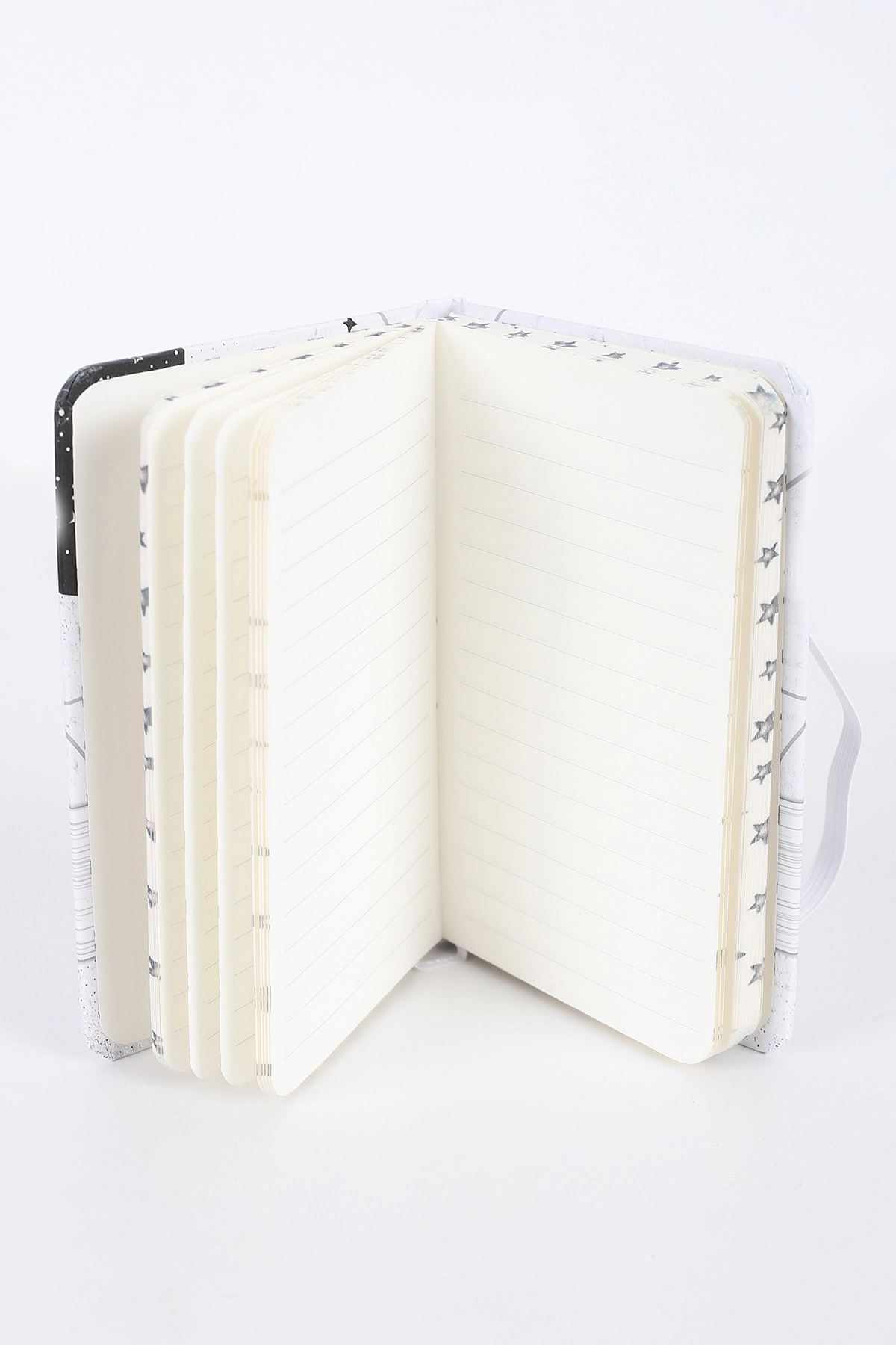 Beyaz 9x14 Cm Desenli Lastikli Bloknot Defter-Notebook 392568
