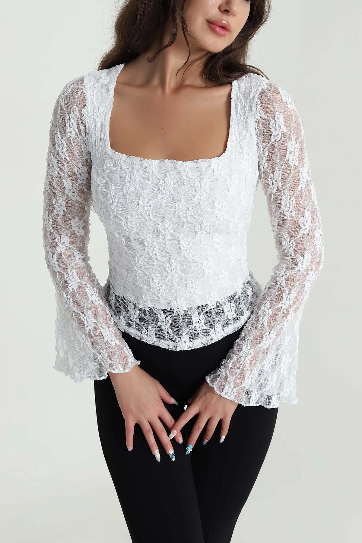 Beyaz Astarlı Dantel Kadın Bluz 484519