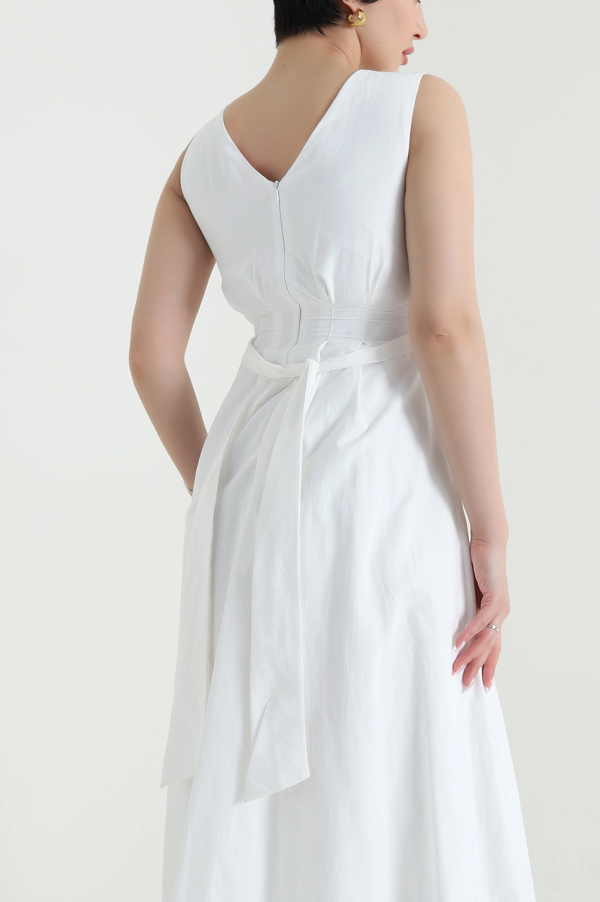 Beyaz Astarlı Poplin Kadın Elbise 456741