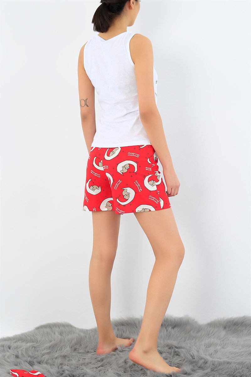 Beyaz Ay Baskılı Bayan Pijama Takımı 32699