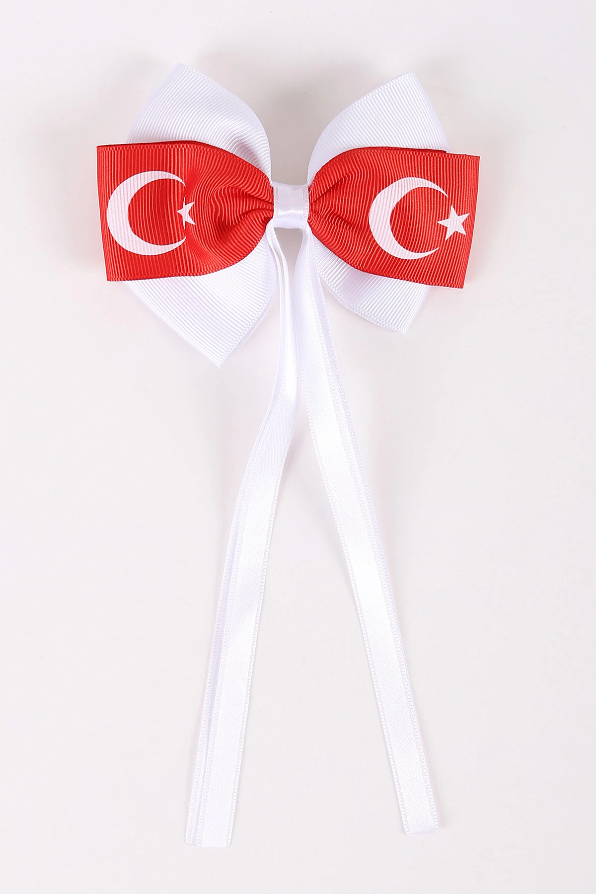 Beyaz Ay ve Yıldız Baskılı Fiyonk Model   Otomatik Toka 450155