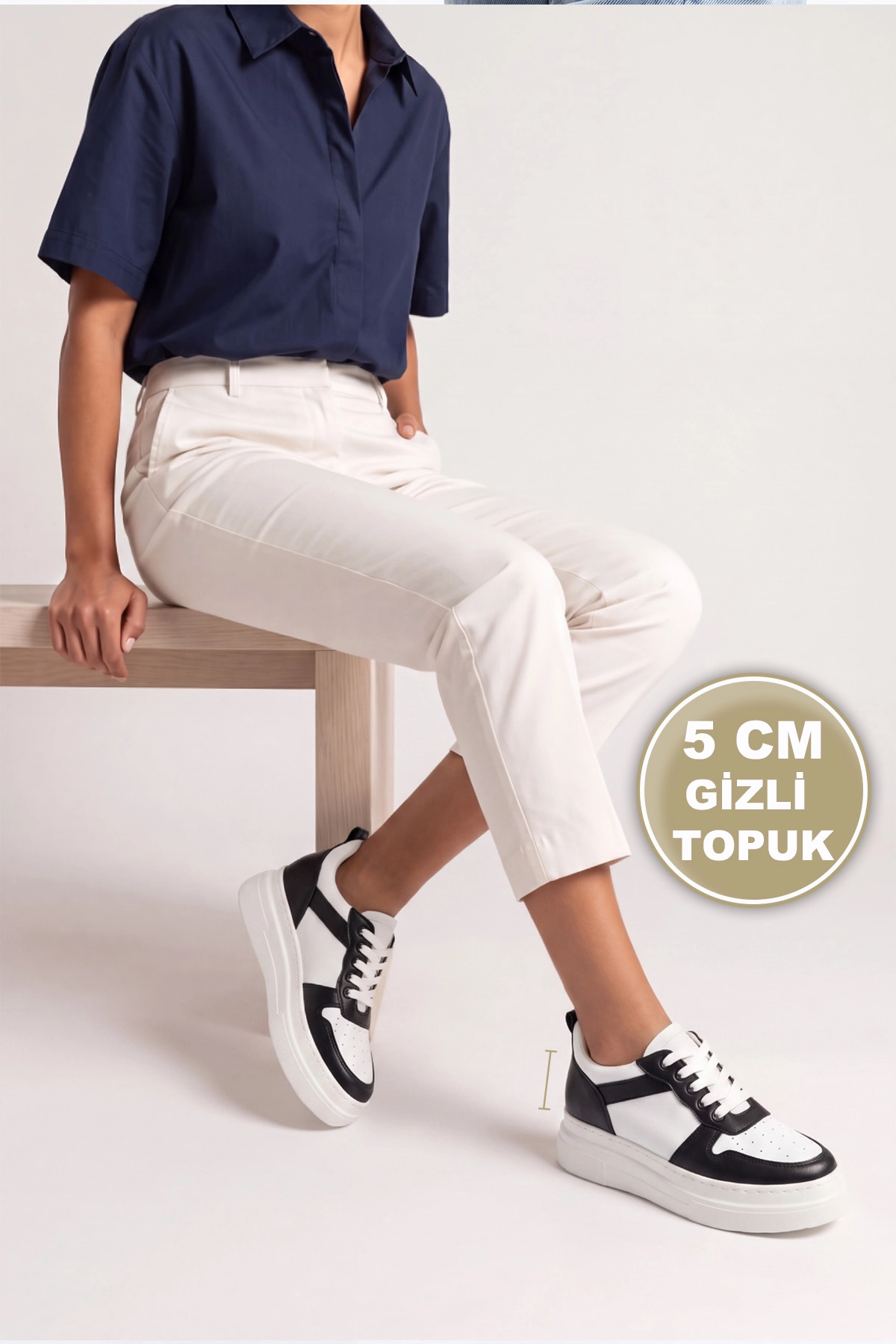 Beyaz Bağcıklı Gizli Topuklu Kadın Spor Ayakkabı 495226
