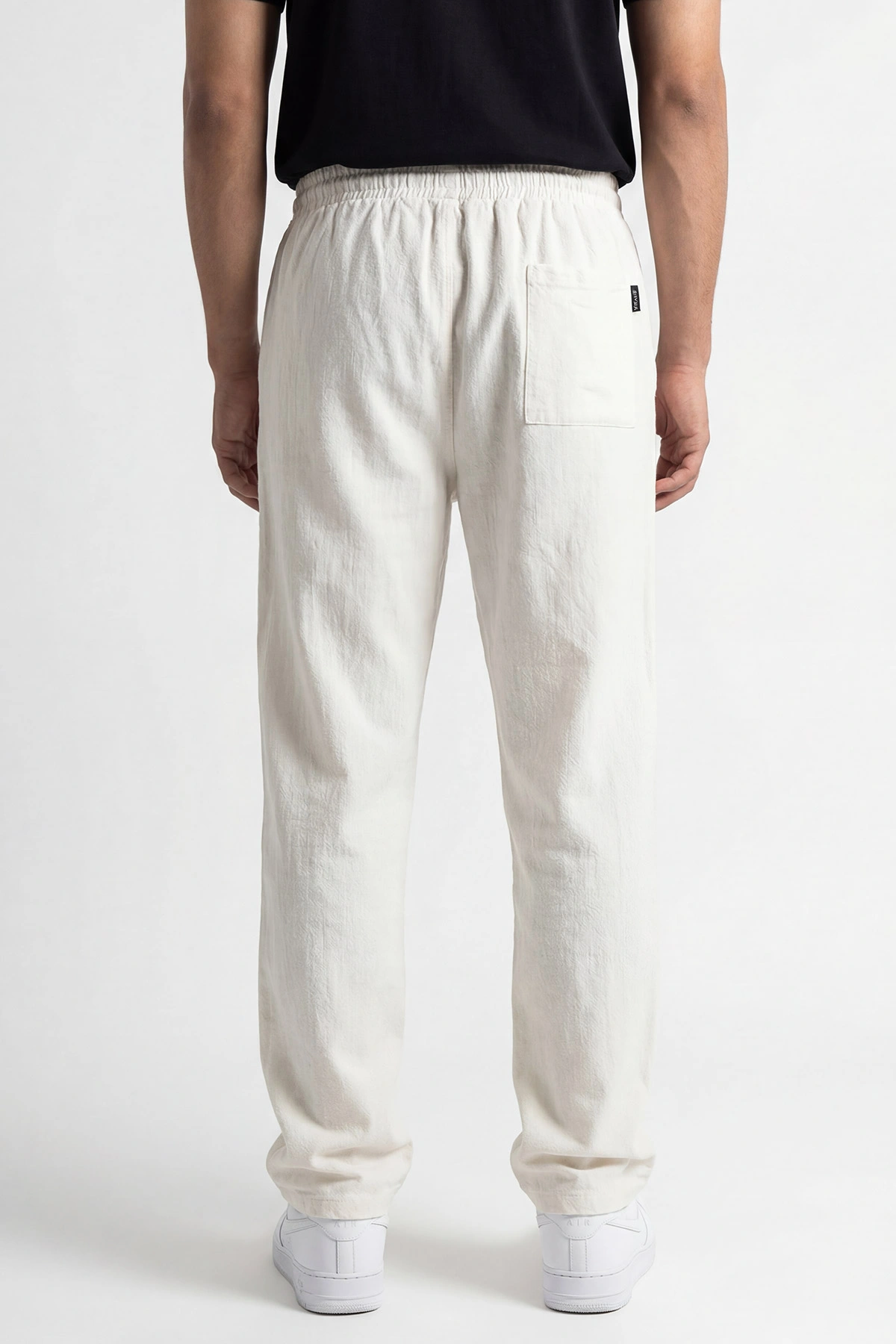 Beyaz Baggy Yıkamalı Belden Bağlamalı Erkek Pantolon 450173
