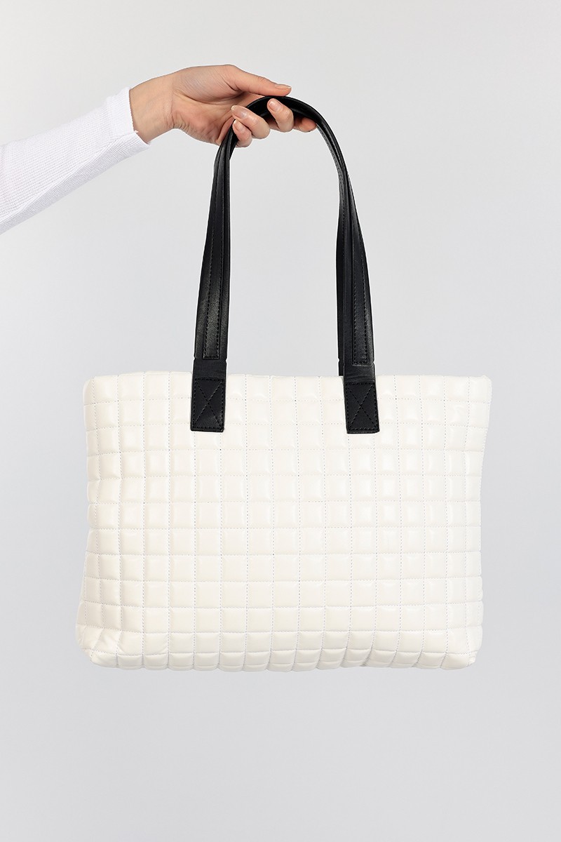 Beyaz Baklava Dilimli Kol Çantası 99534