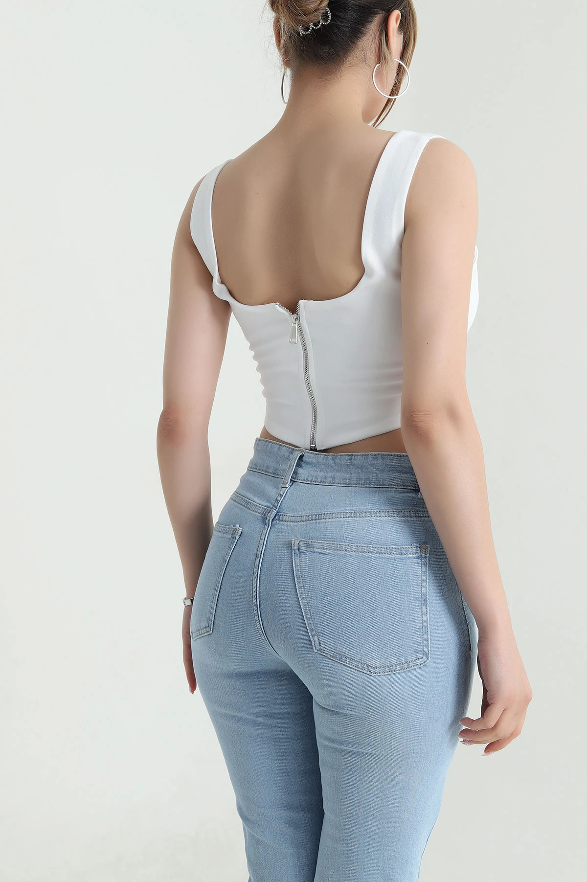 Beyaz Balenli Dabıl Kadın Bluz 475248