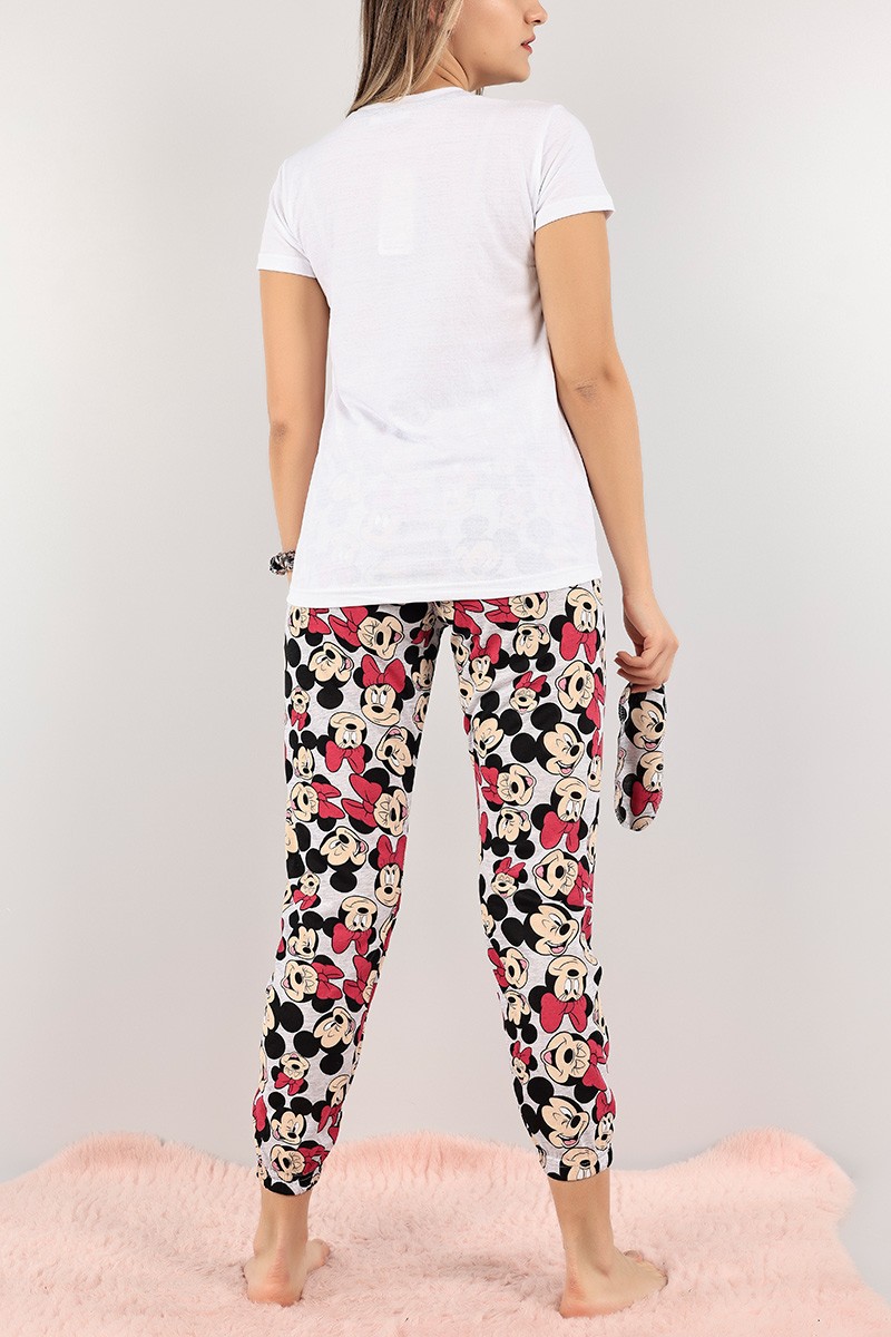Beyaz Baskılı Bayan Pijama Takımı 108498