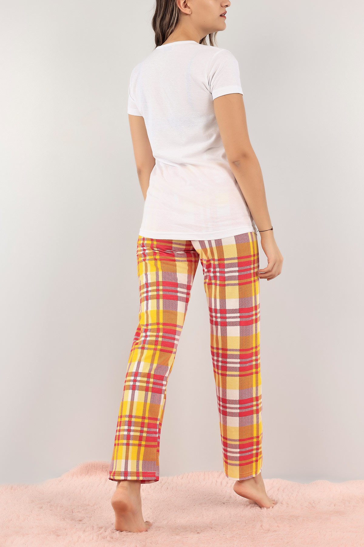 Beyaz Baskılı Bayan Pijama Takımı 123048