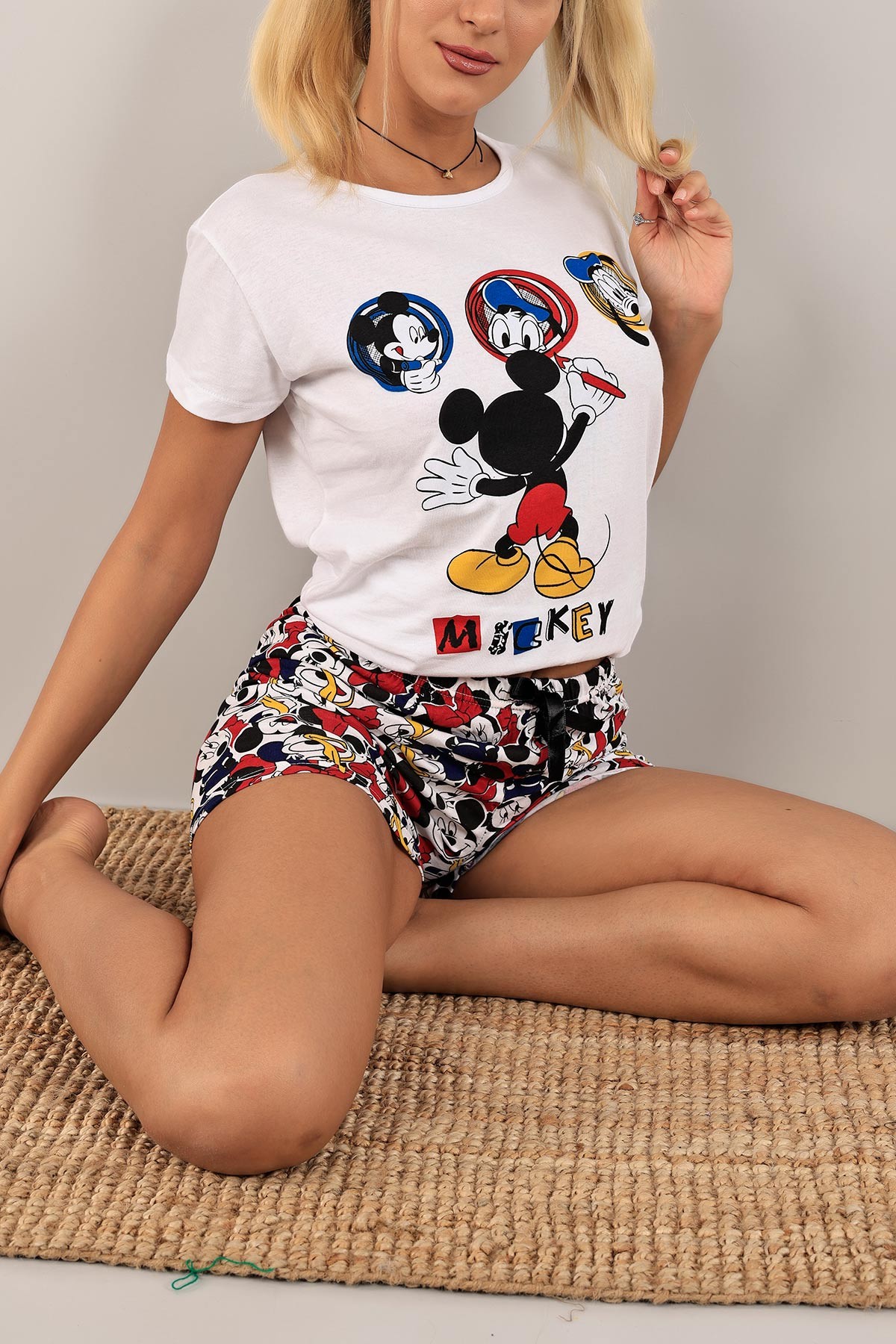 Beyaz Baskılı Bayan Pijama Takımı 125329