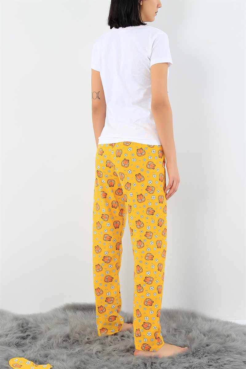 Beyaz Baskılı Bayan Pijama Takımı 29116B