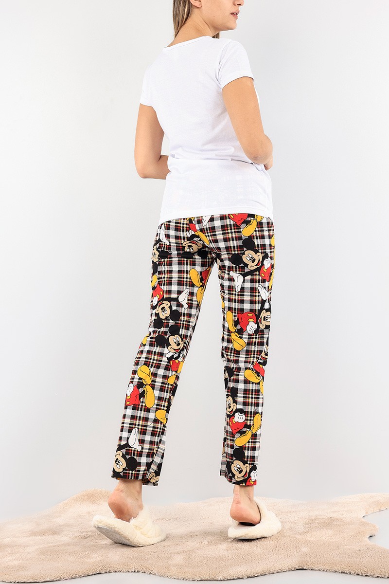 Beyaz Baskılı Bayan Pijama Takımı 92113