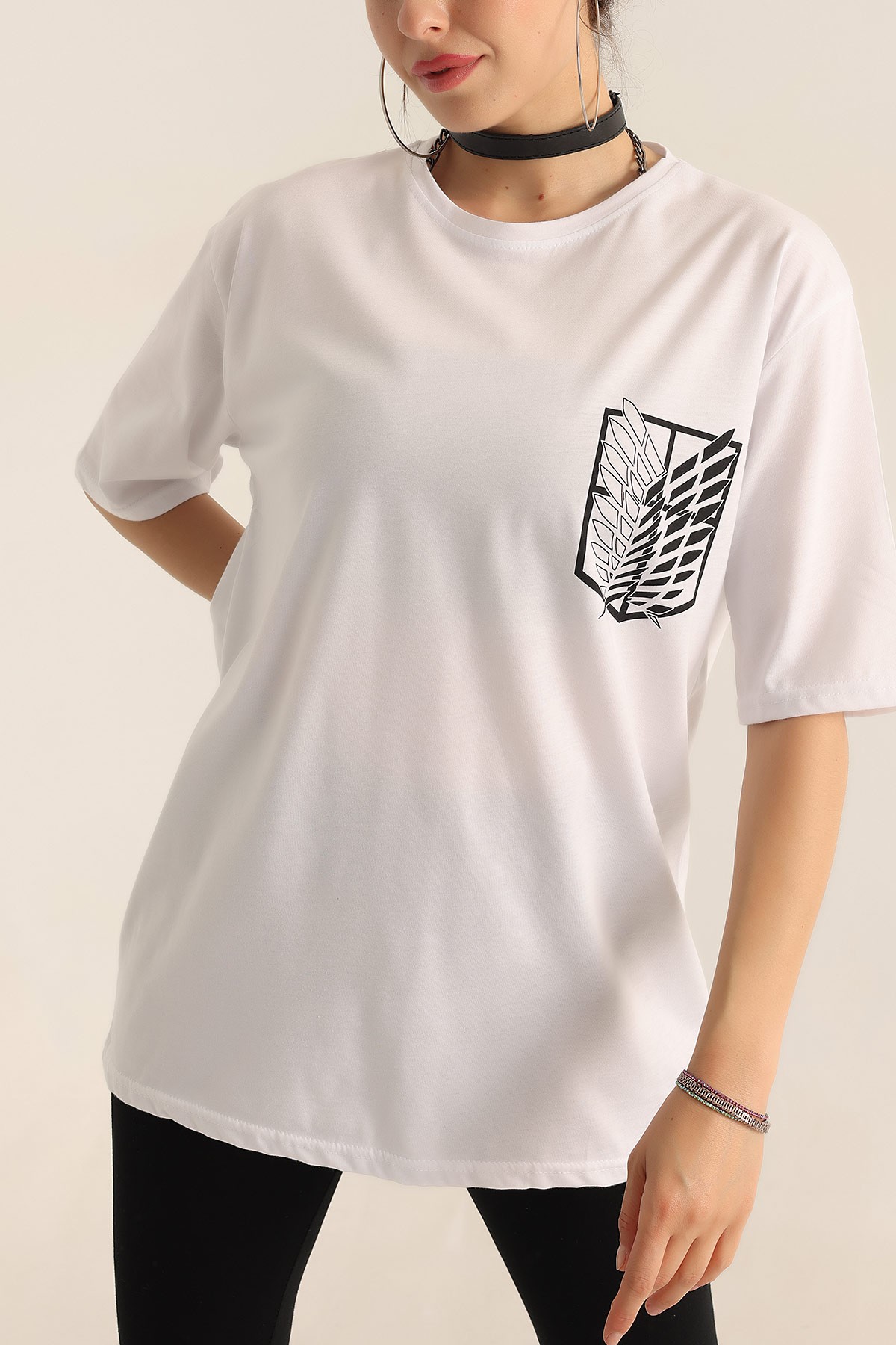 Beyaz Baskılı Bayan Tişört 185290