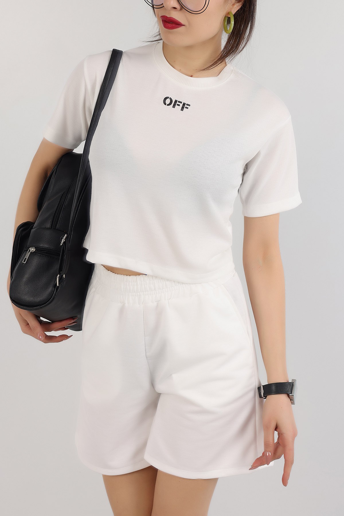 Beyaz Baskılı Fitilli Bluz 164823