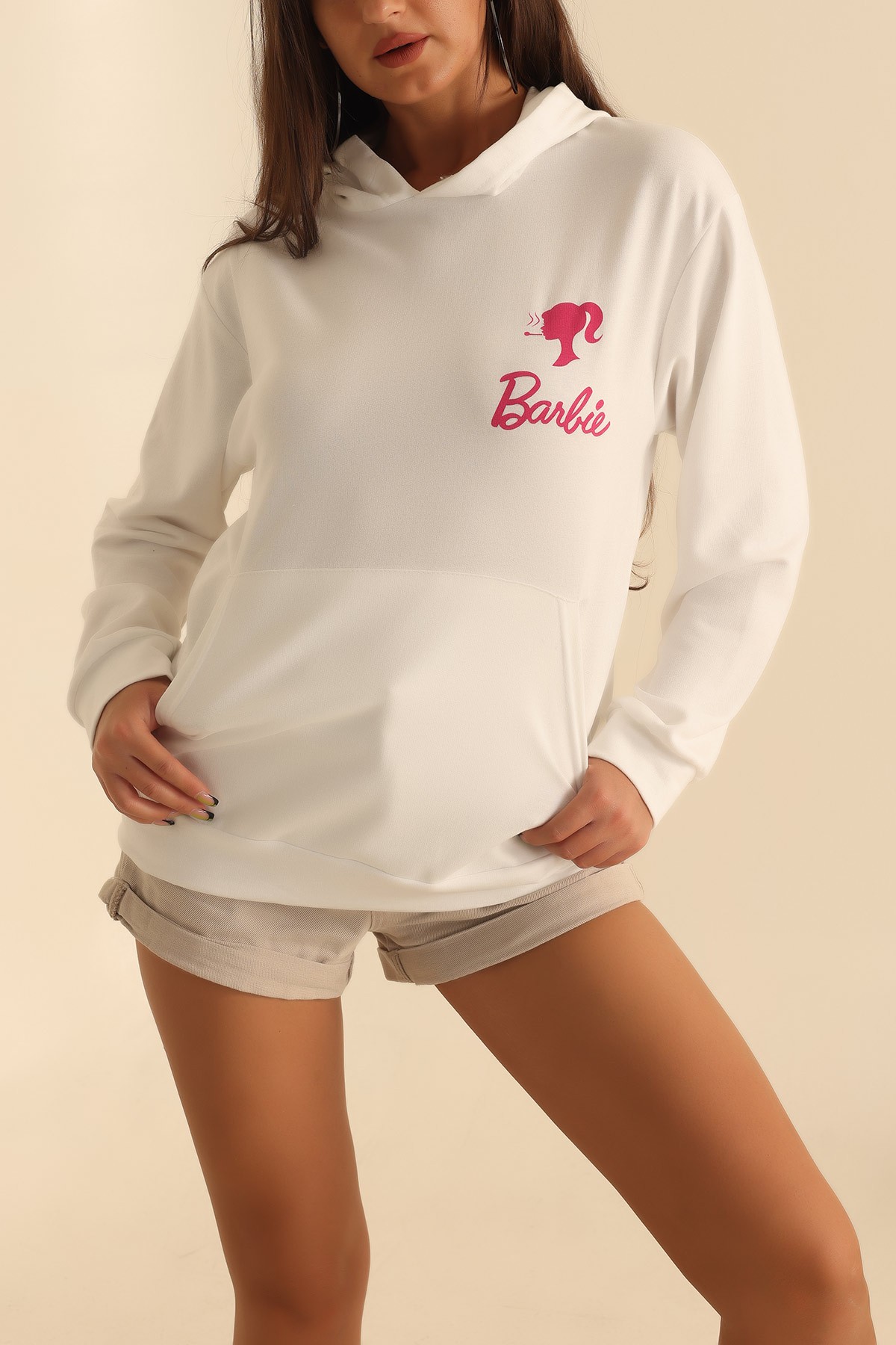 Beyaz Baskılı İki İp Bayan Sweat 201257