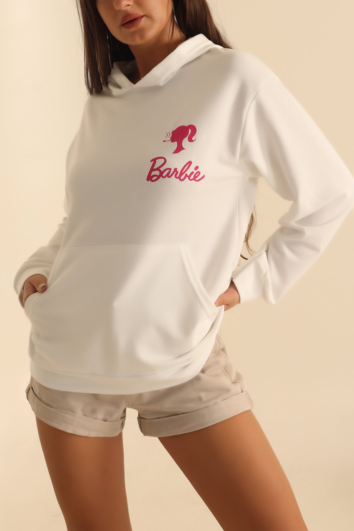 Beyaz Baskılı İki İp Bayan Sweat 201257