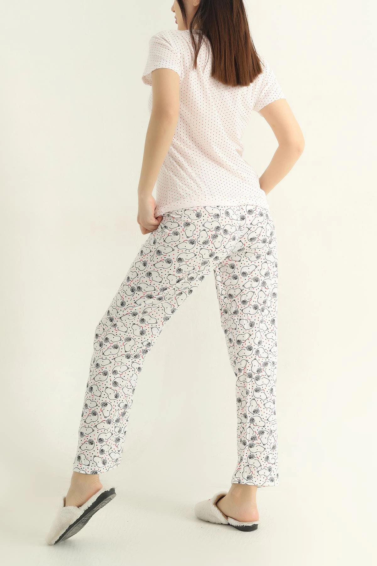 Beyaz Baskılı Kadın Pijama Takımı 357369