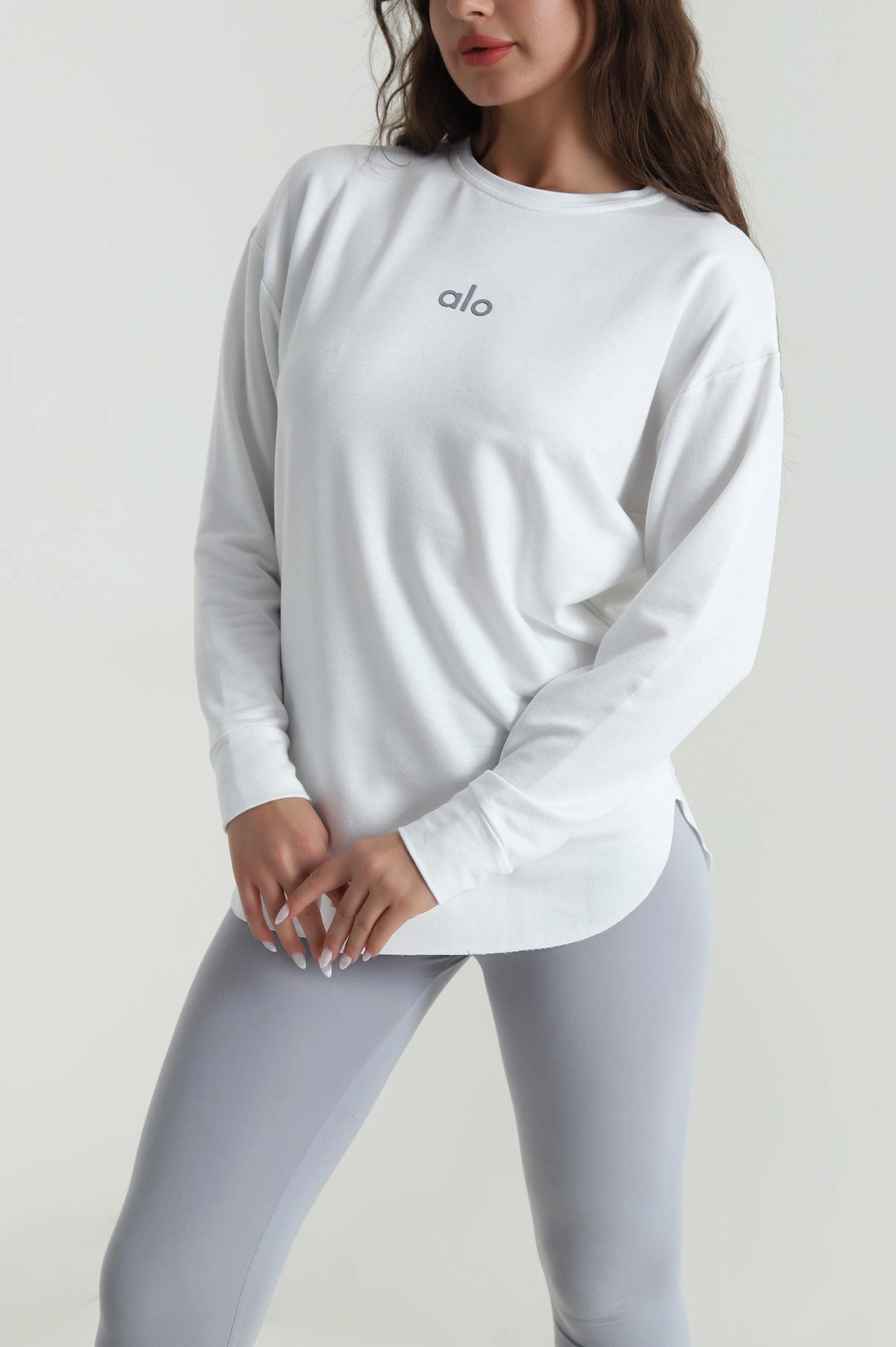 Beyaz Baskılı Kristal Kadın Sweat Tunik 485141