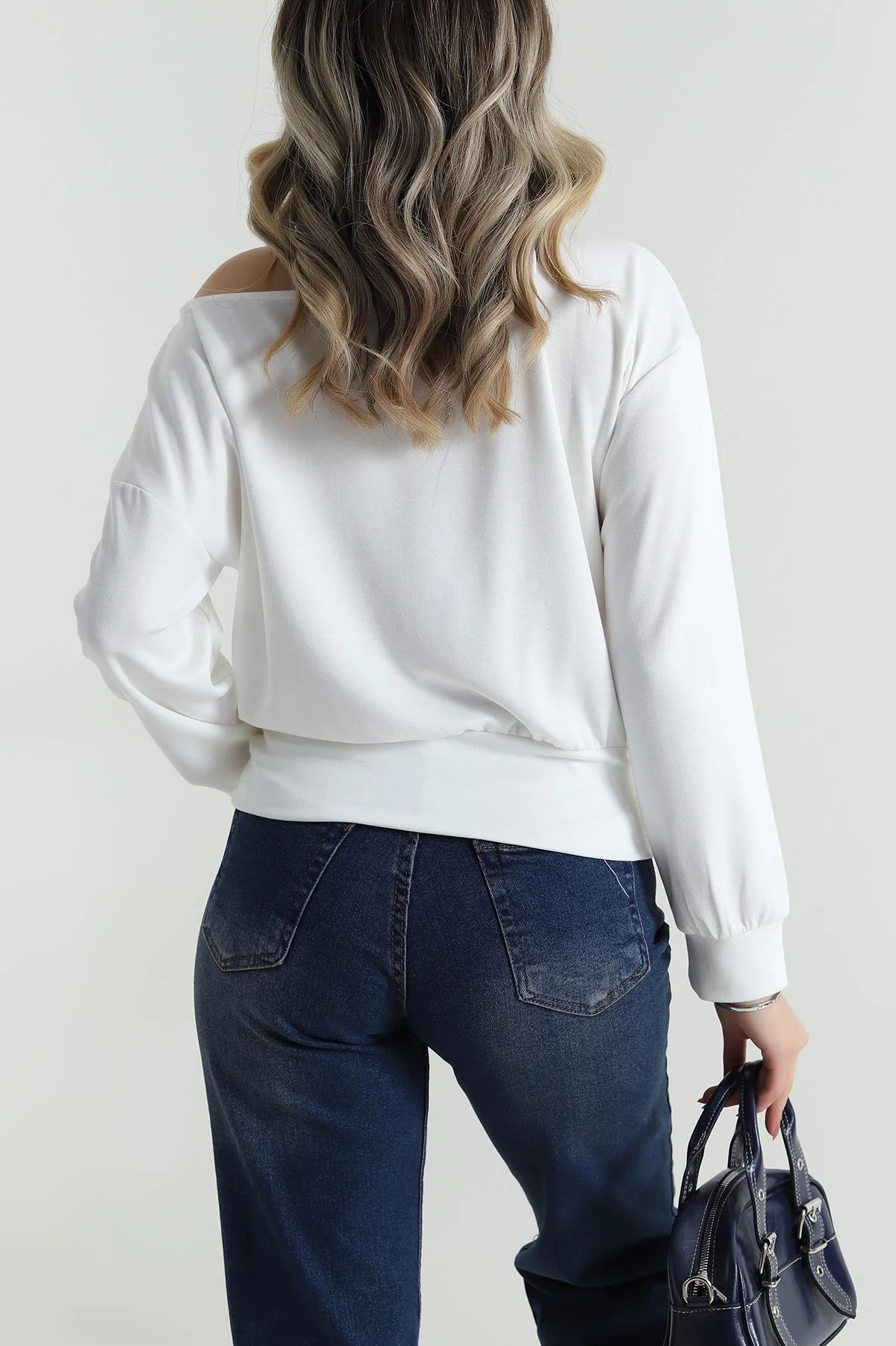 Beyaz Baskılı Modal Kadın Bluz 487096