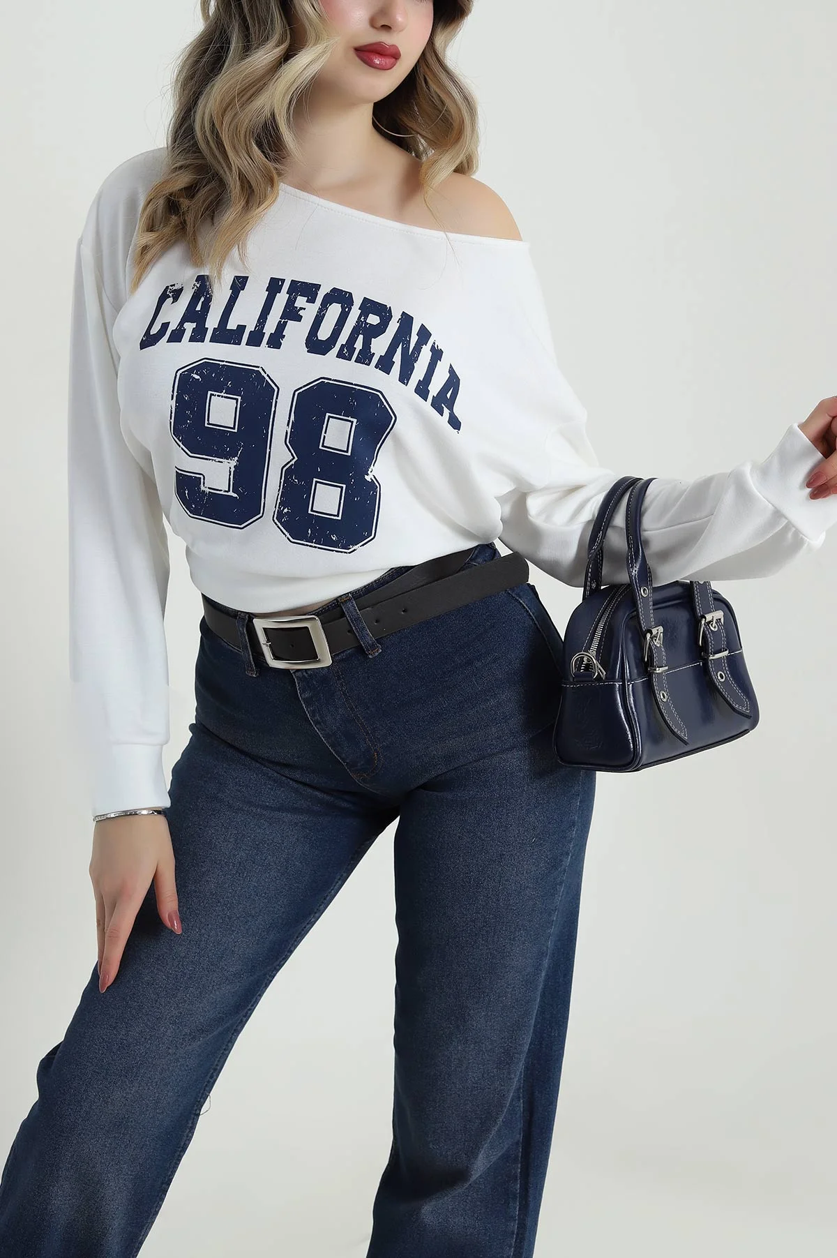 Beyaz Baskılı Modal Kadın Bluz 487096